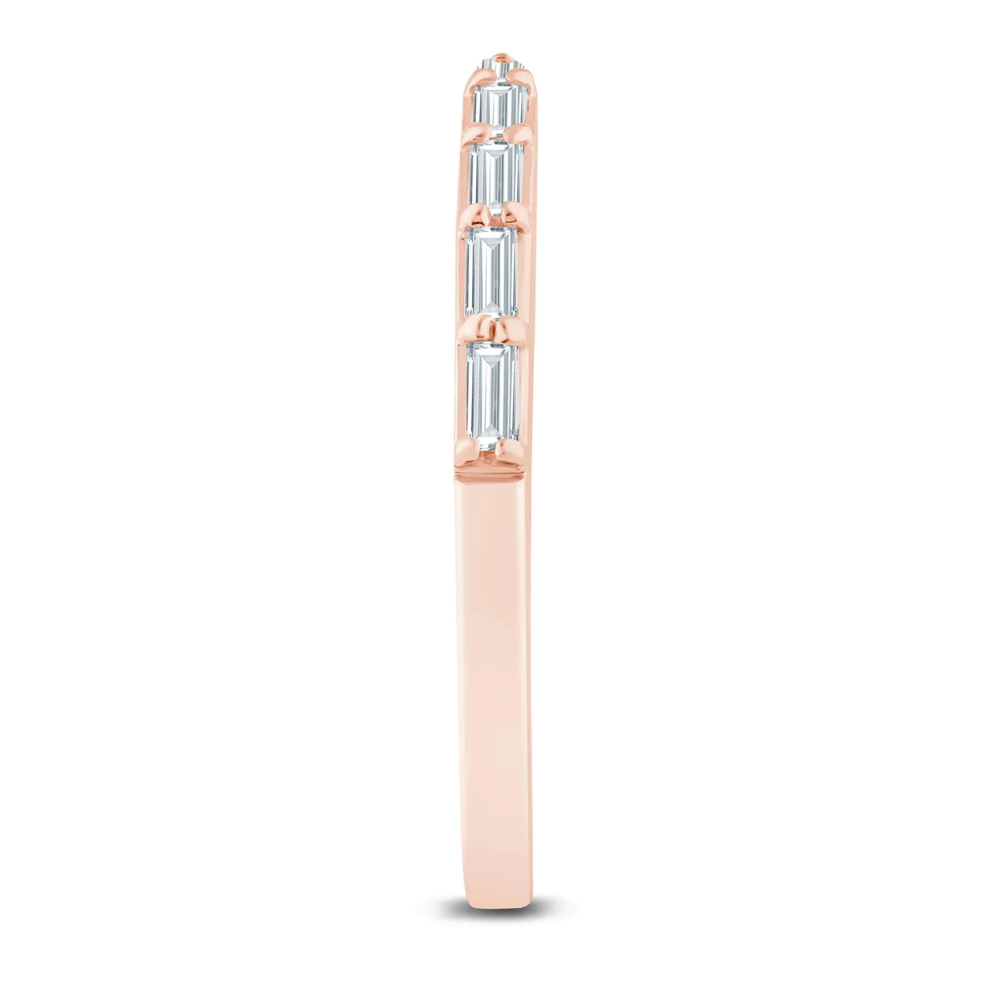 1/5 CT. Tw. Lab Grown Diamond Baguette Open Band Ring 14K Rose Gold Size 9 1.5mm - Image 3