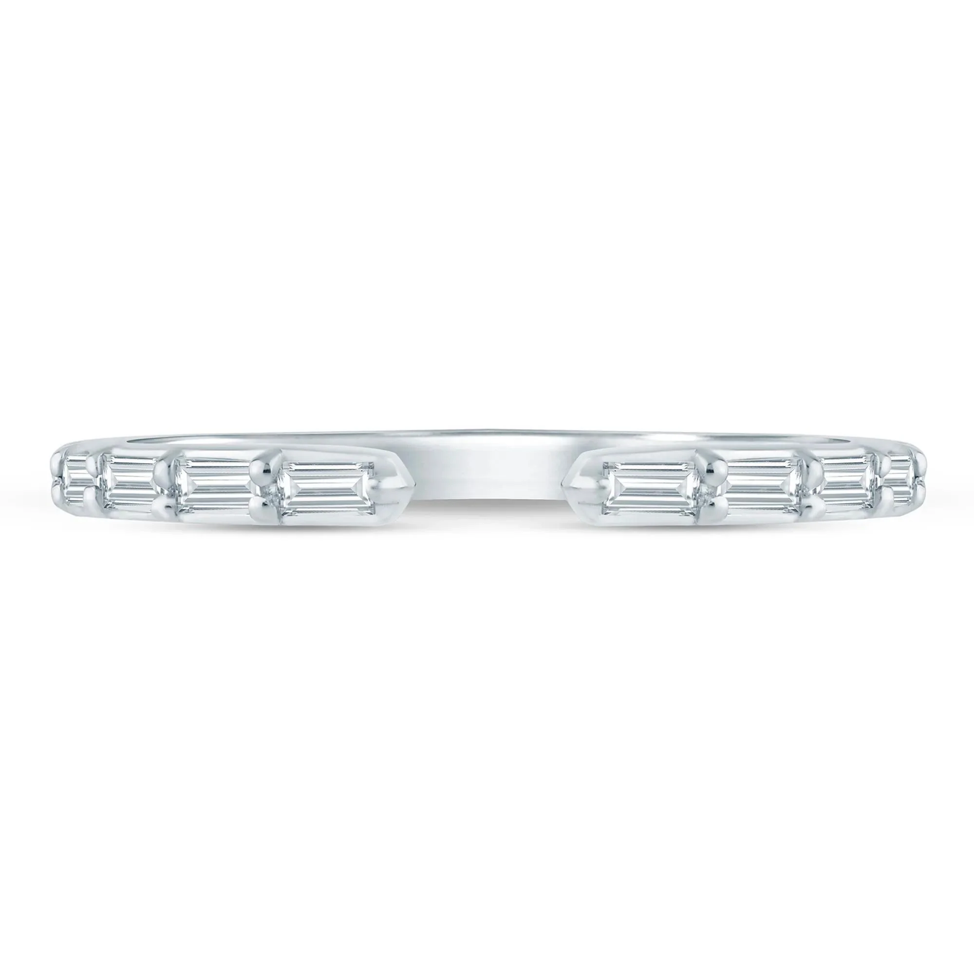 1/5 CT. Tw. Lab Grown Diamond Baguette Open Band Ring 14K White Gold Size 8.5 1.5mm