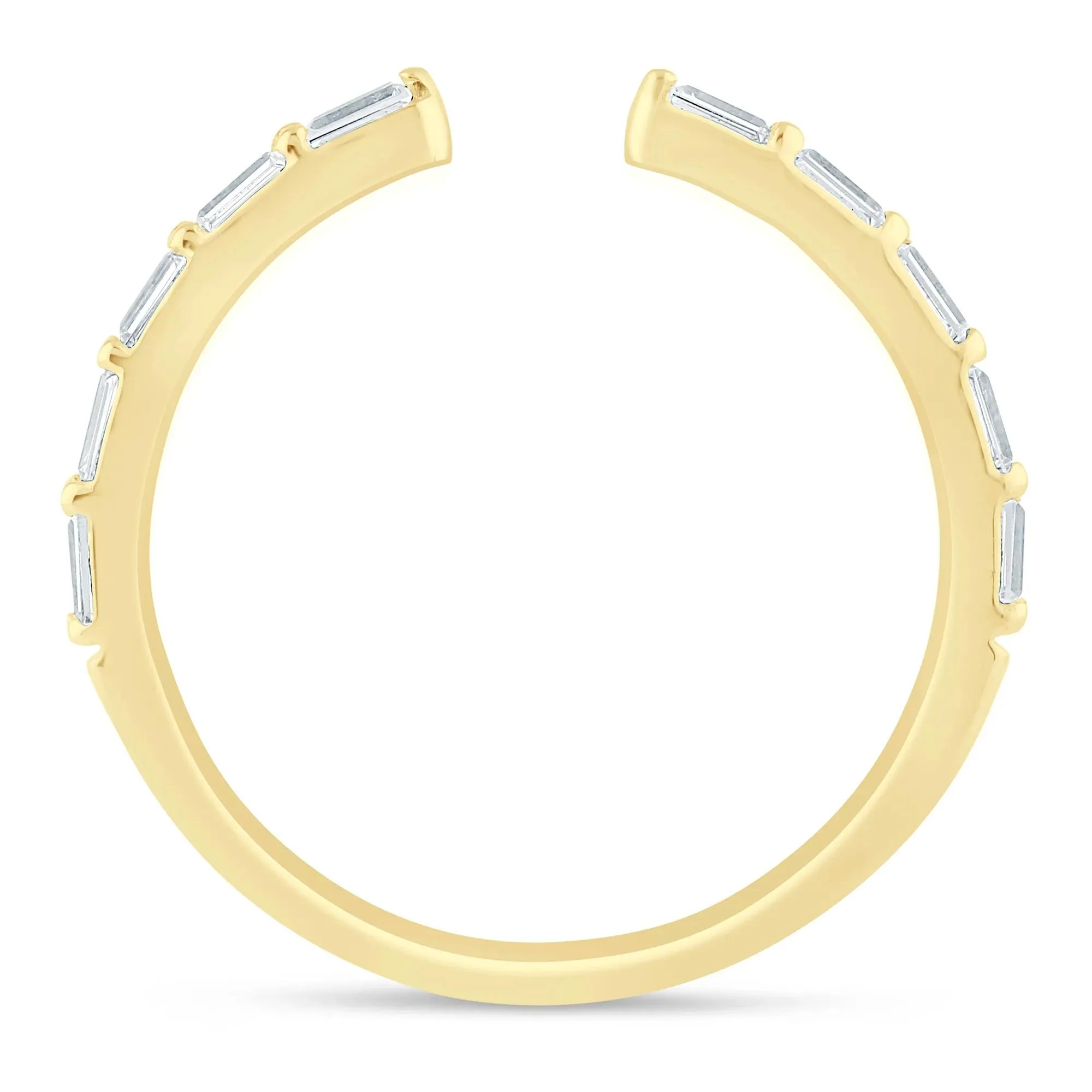 1/5 CT. Tw. Lab Grown Diamond Baguette Open Band Ring 14K Yellow Gold Size 8.5 1.5mm - Image 2