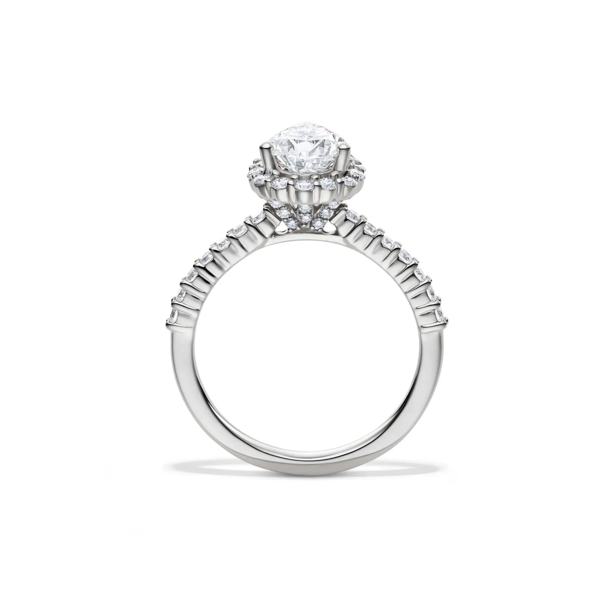 1 3/4 CT. Tw. Lab Grown Diamond Pear-Shaped Halo Engagement Ring 14K White Gold Round Brilliant Cut Size 6.5 1mm - Image 2