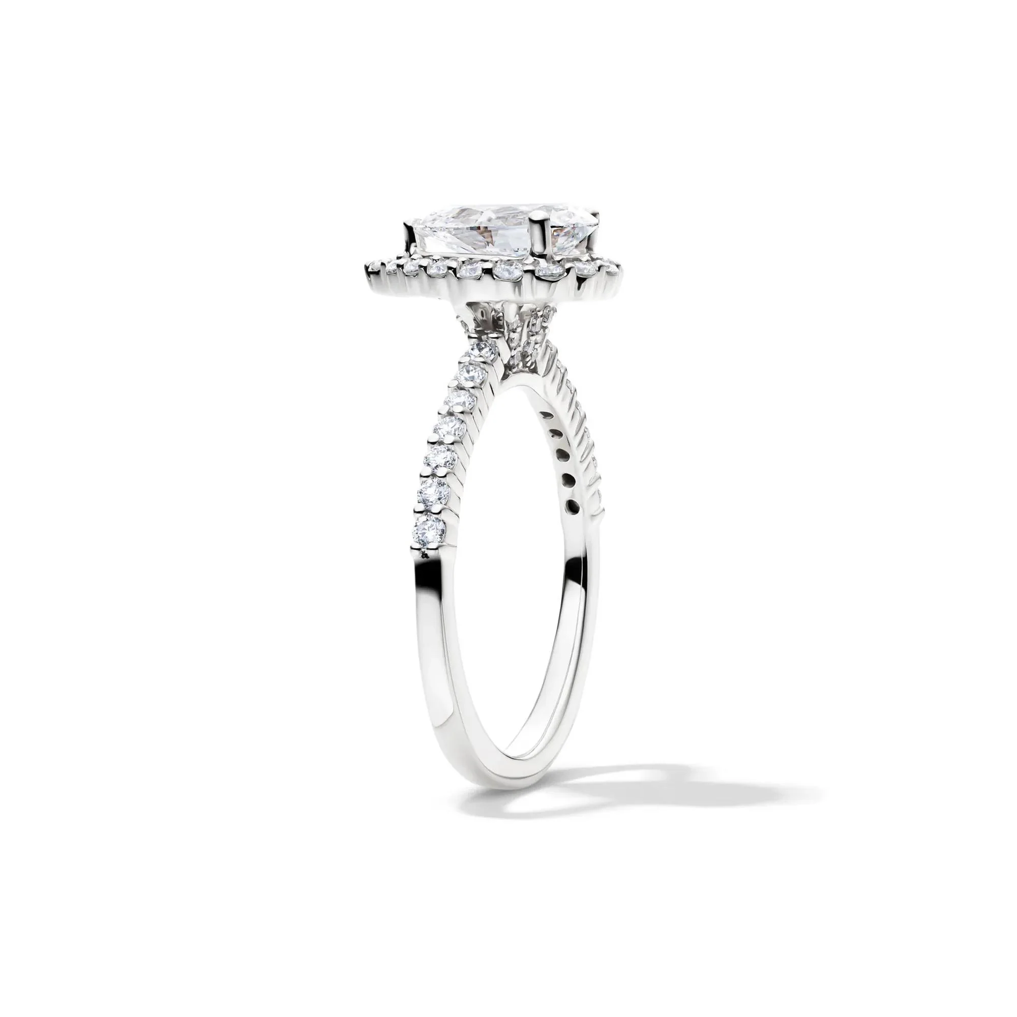 1 3/4 CT. Tw. Lab Grown Diamond Pear-Shaped Halo Engagement Ring 14K White Gold Round Brilliant Cut Size 6.5 1mm - Image 4
