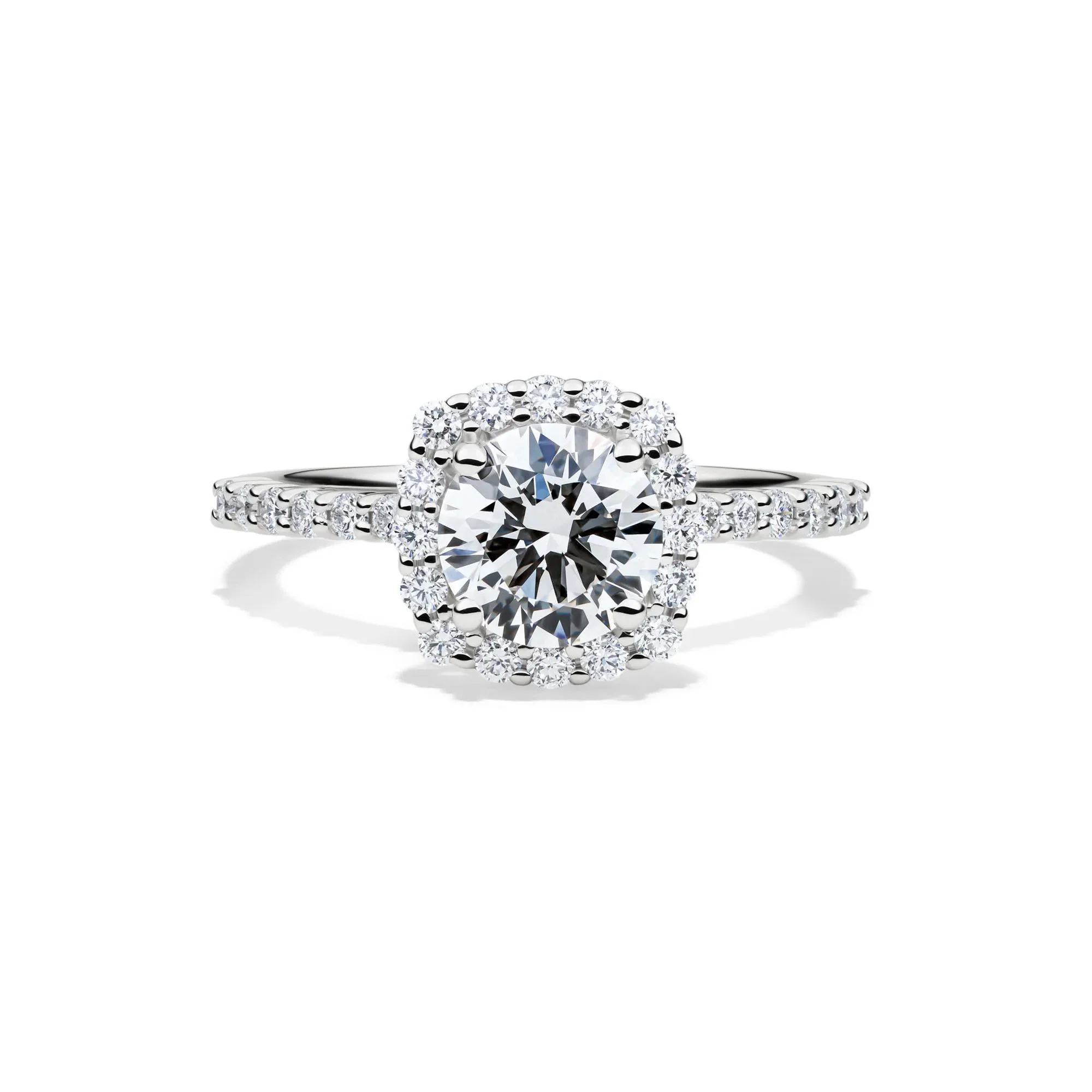1 3/4 CT. Tw. Lab Grown Diamond Cushion Halo Engagement Ring 14K White Gold Round Brilliant Cut Size 6.5 1mm
