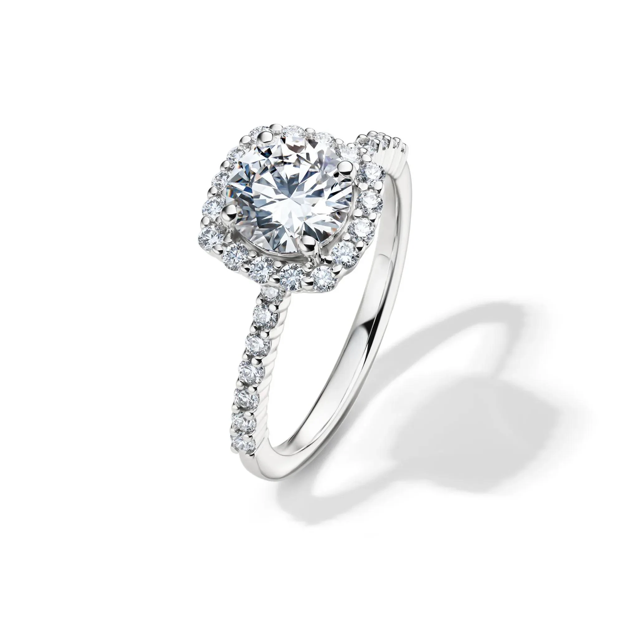 1 3/4 CT. Tw. Lab Grown Diamond Cushion Halo Engagement Ring 14K White Gold Round Brilliant Cut Size 7 1mm - Image 4