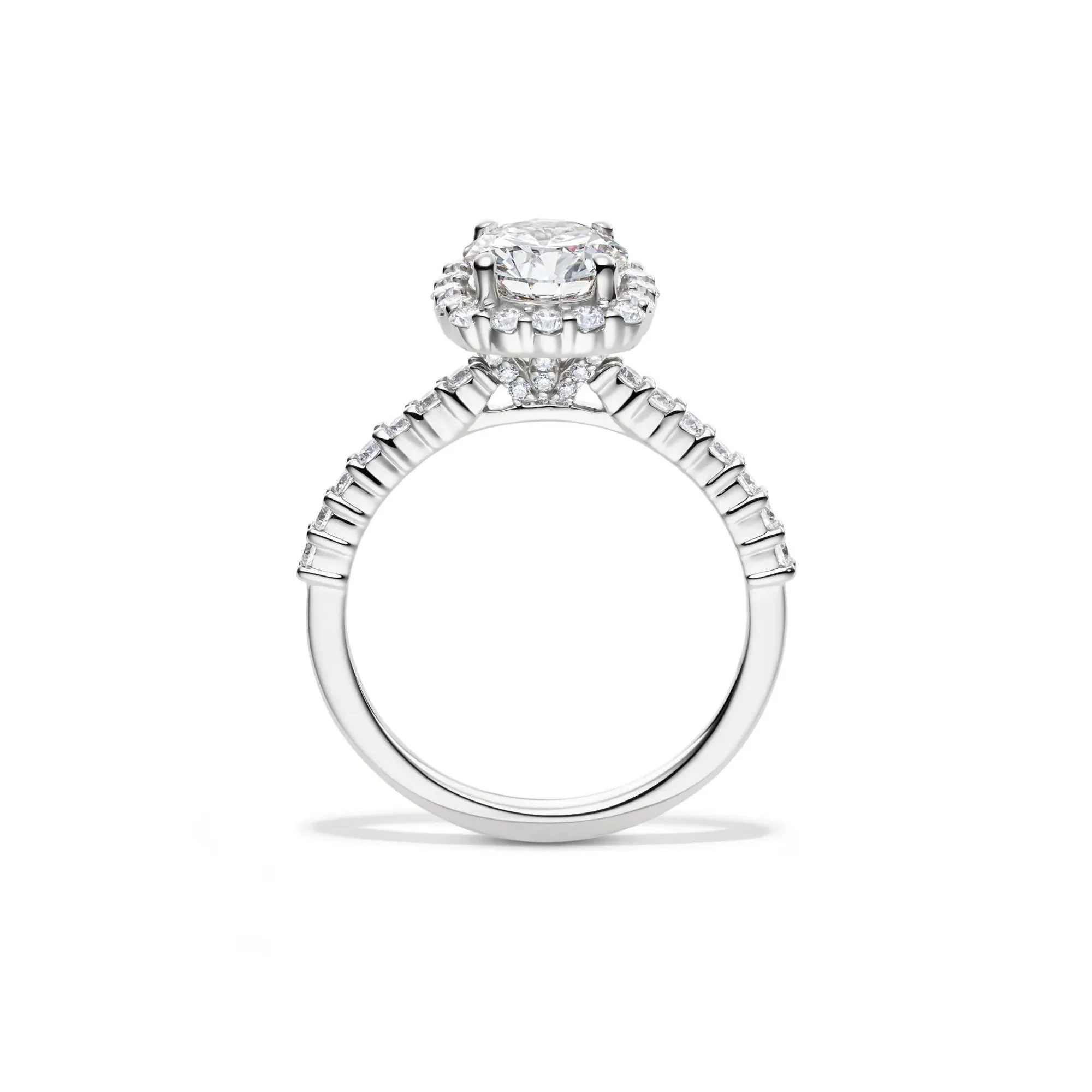 1 3/4 CT. Tw. Lab Grown Diamond Cushion Halo Engagement Ring 14K White Gold Round Brilliant Cut Size 8.5 1mm - Image 2