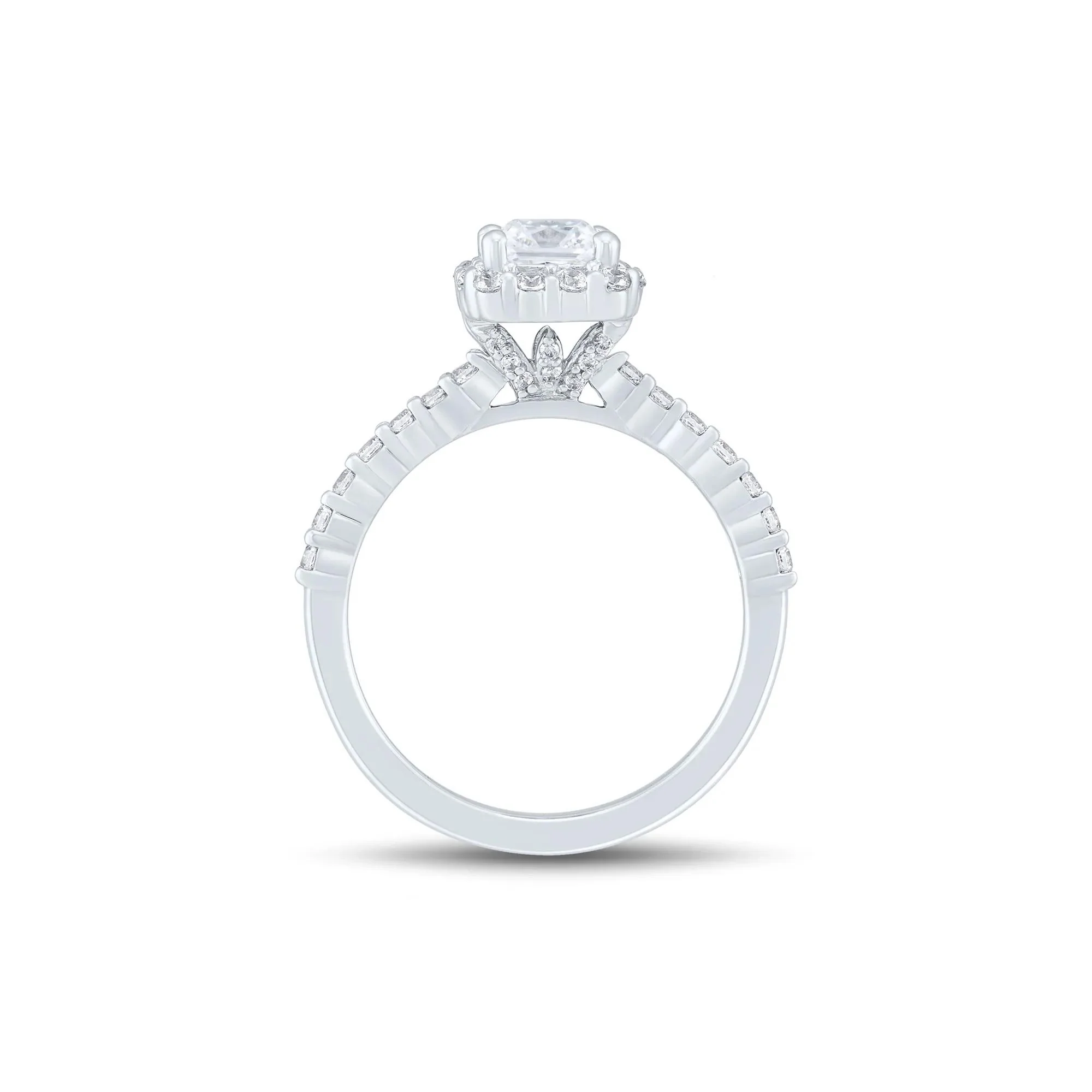 1 3/4 CT. Tw. Lab Grown Diamond Emerald-Cut Engagement Ring 14K White Gold Round Brilliant Cut Size 7.5 1mm - Image 2