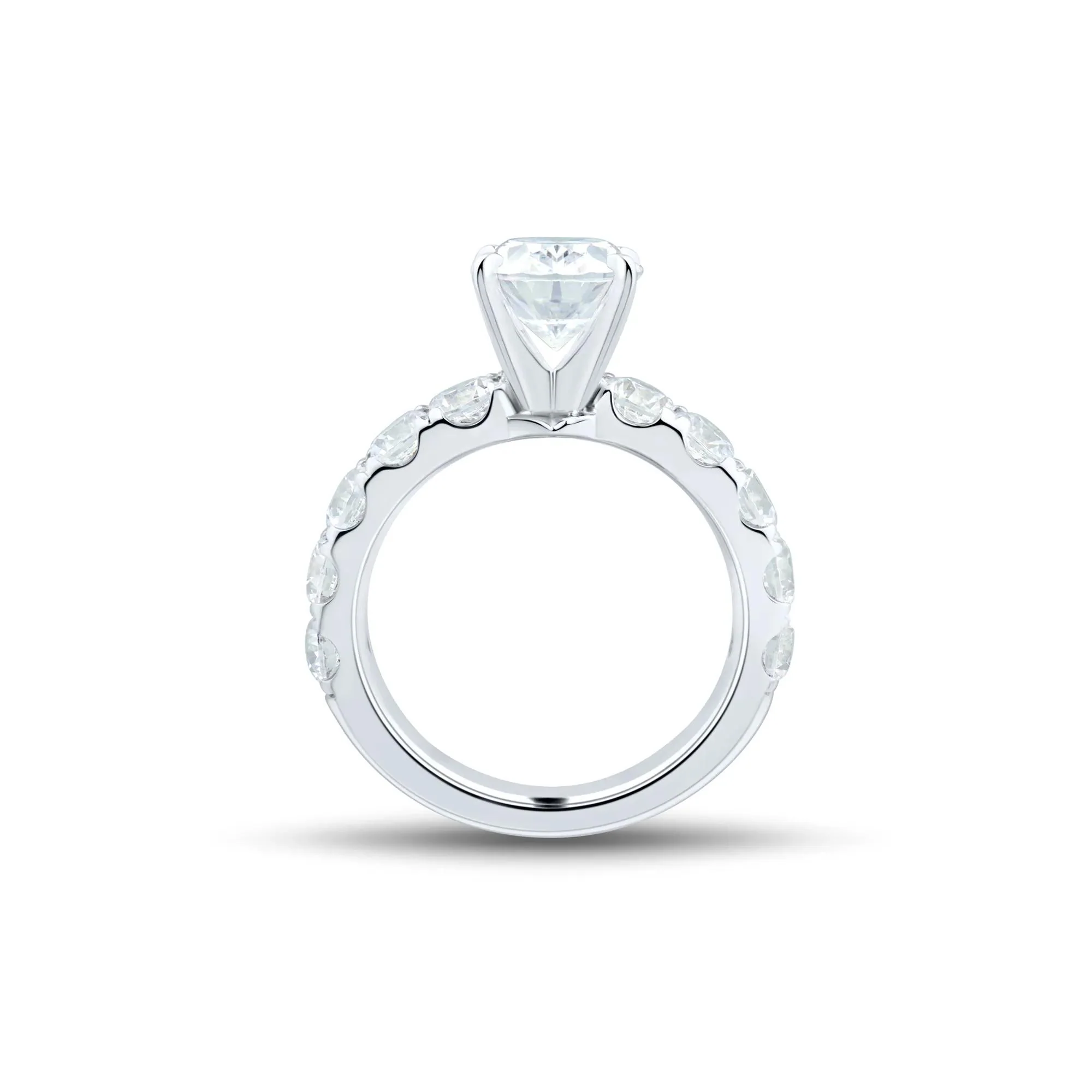 4 1/2 CT. Tw. Lab Grown Diamond Oval-Shaped Engagement Ring 14K White Gold Round Brilliant Cut Size 7 2mm