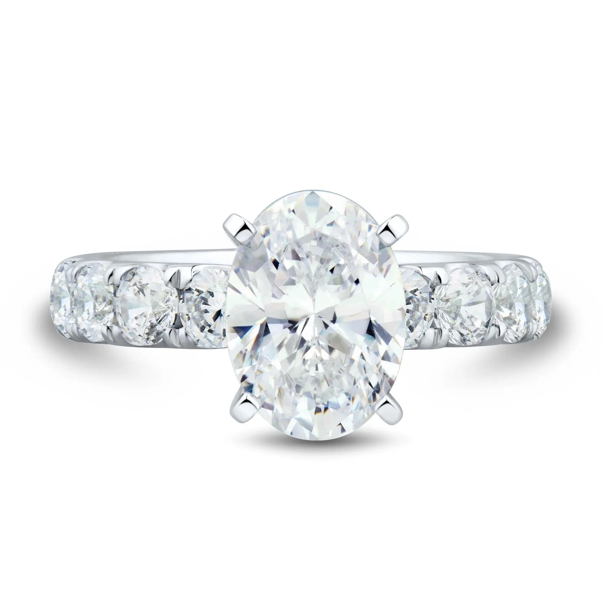 4 1/2 CT. Tw. Lab Grown Diamond Oval-Shaped Engagement Ring 14K White Gold Round Brilliant Cut Size 7.5 2mm - Image 3