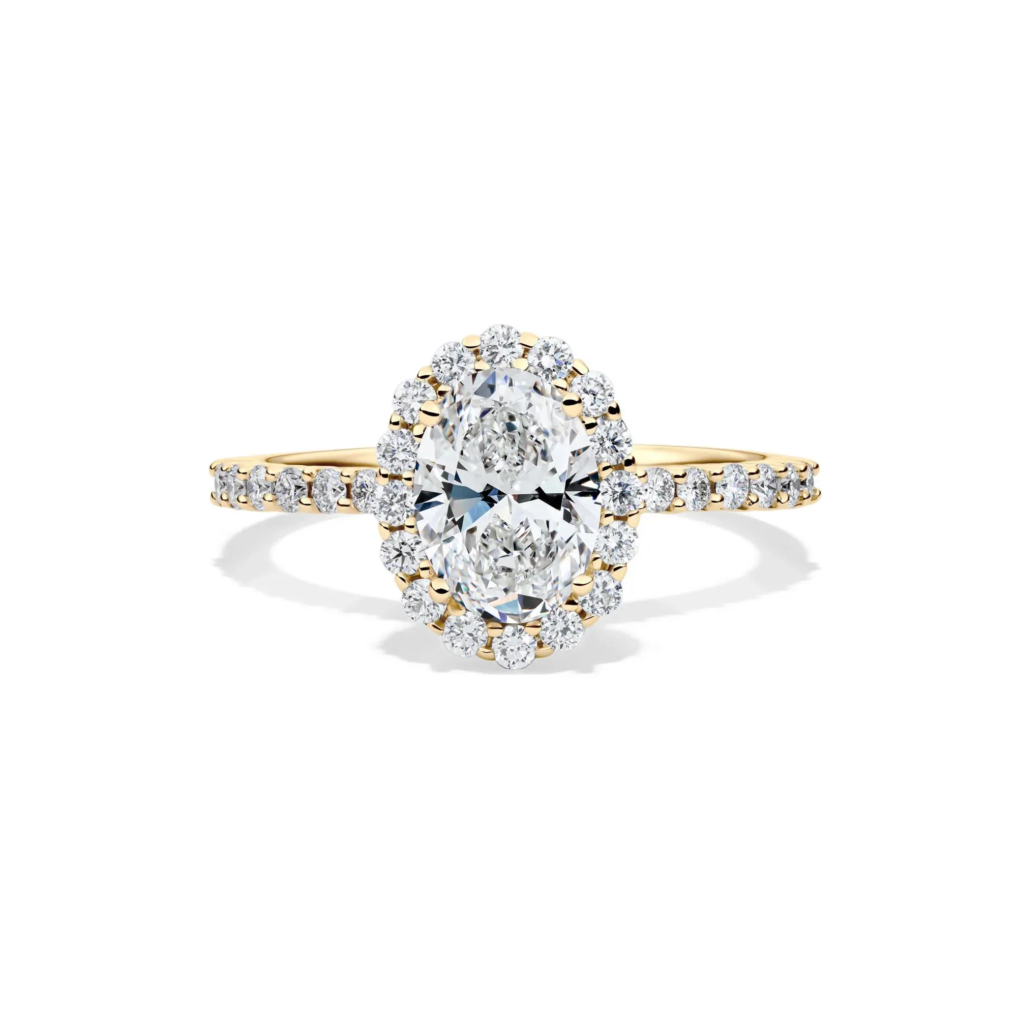 1 3/4 CT. Tw. Lab Grown Diamond Oval-Shaped Engagement Ring 14K Yellow Gold Round Brilliant Cut Size 7 1mm