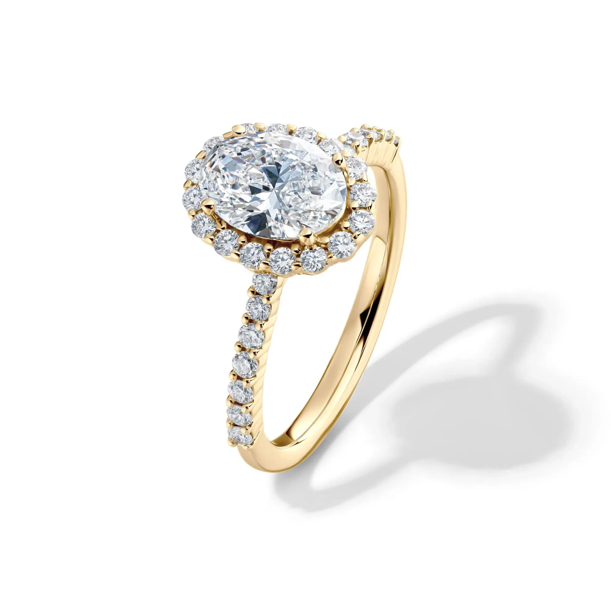 1 3/4 CT. Tw. Lab Grown Diamond Oval-Shaped Engagement Ring 14K Yellow Gold Round Brilliant Cut Size 7 1mm - Image 3