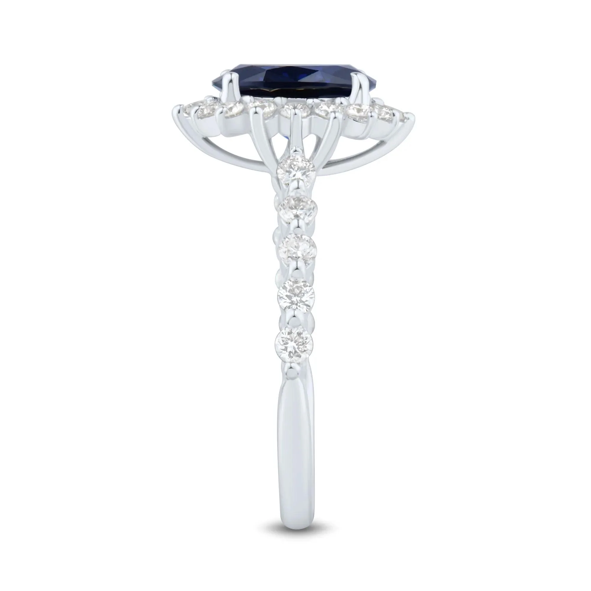 5/8 CT. Tw. Lab-Created Blue Sapphire and Lab Grown Diamond Halo Ring 10K White Gold Size 7 2mm - Image 3