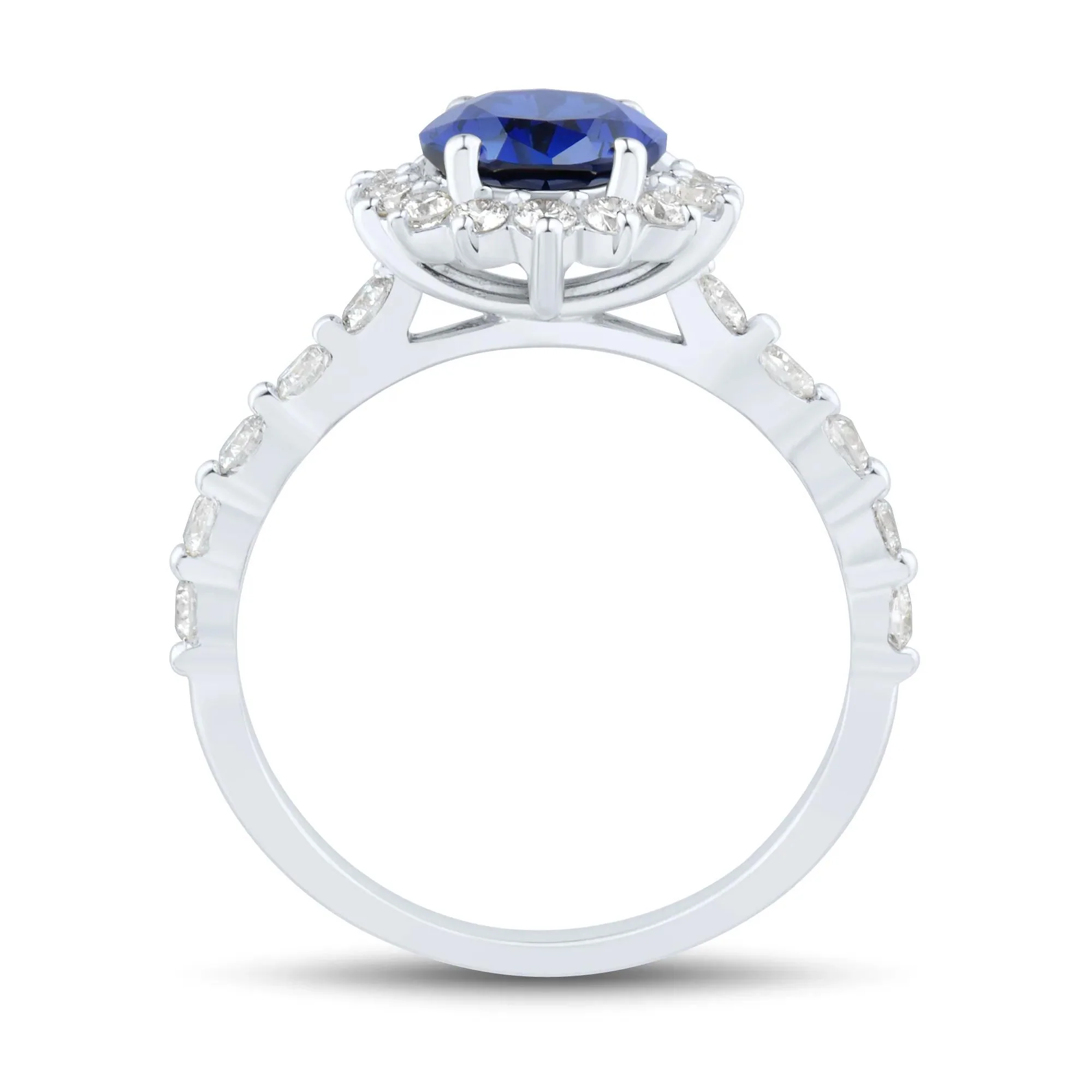 5/8 CT. Tw. Lab-Created Blue Sapphire and Lab Grown Diamond Halo Ring 10K White Gold Size 8 2mm - Image 2
