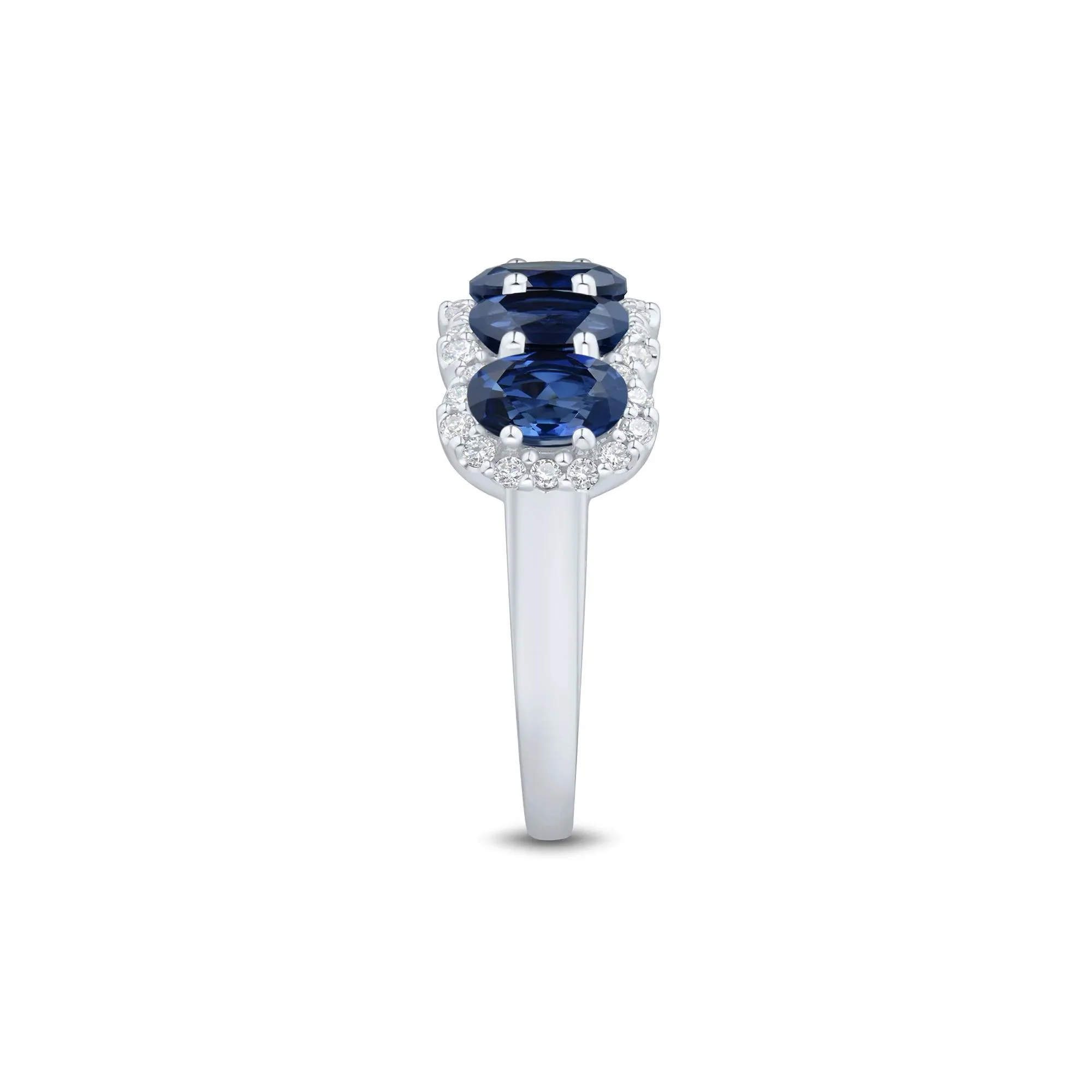 1/3 CT. Tw. Lab-Created Blue Sapphire and Lab Grown Diamond Band Ring 10K White Gold Size 7.5 1mm - Image 3