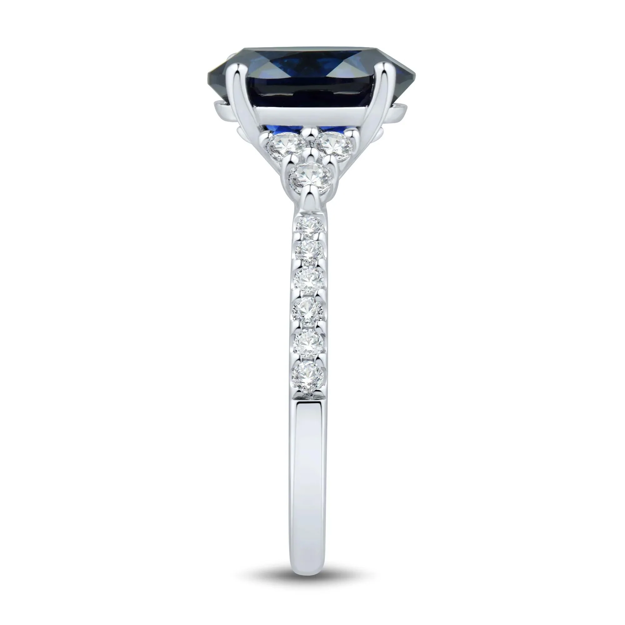 1/3 CT. Tw. Lab-Created Blue Sapphire and Lab Grown Diamond Ring 10K White Gold Size 8.5 1mm - Image 3