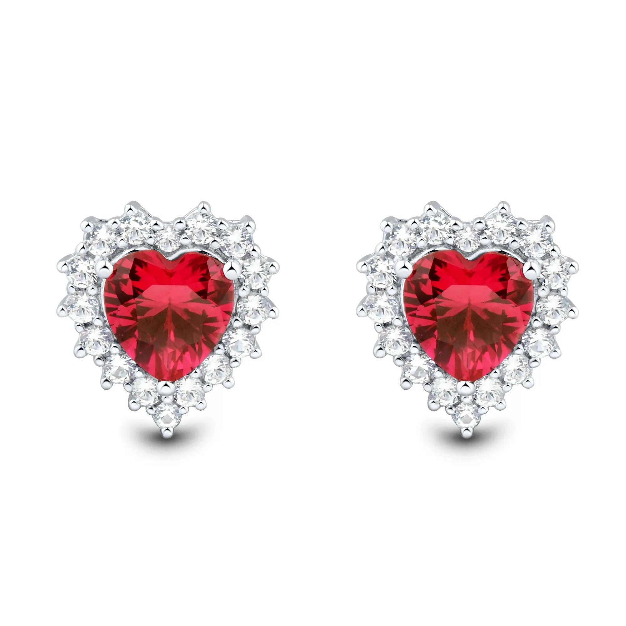Lab-Created Ruby and Lab-Created White Sapphire Ring Earring and Pendant Set .925 Sterling Silver Size 5.5 1.5mm - Image 9