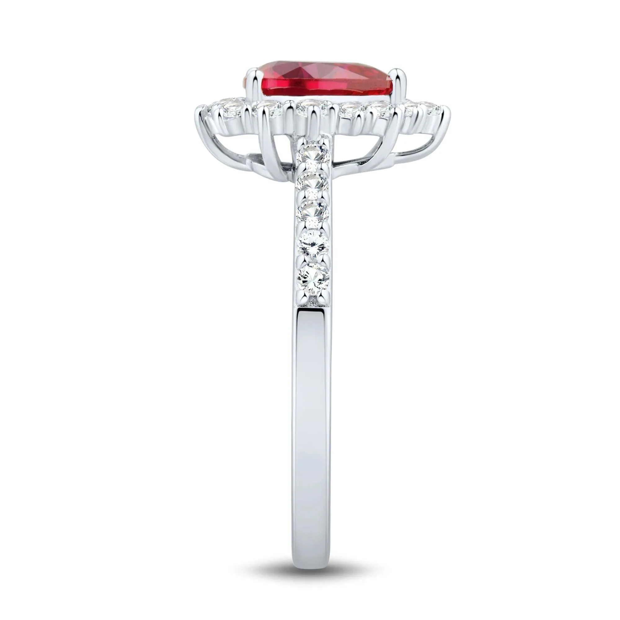 Lab-Created Ruby and Lab-Created White Sapphire Ring Earring and Pendant Set .925 Sterling Silver Size 6.5 1.5mm - Image 4
