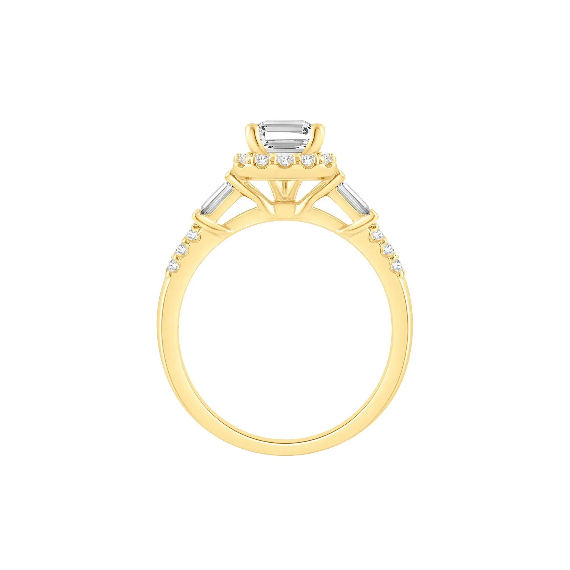 1/2 CT. Tw. Lab Grown Diamond Emerald Engagement Ring 10K Yellow Gold Size 7