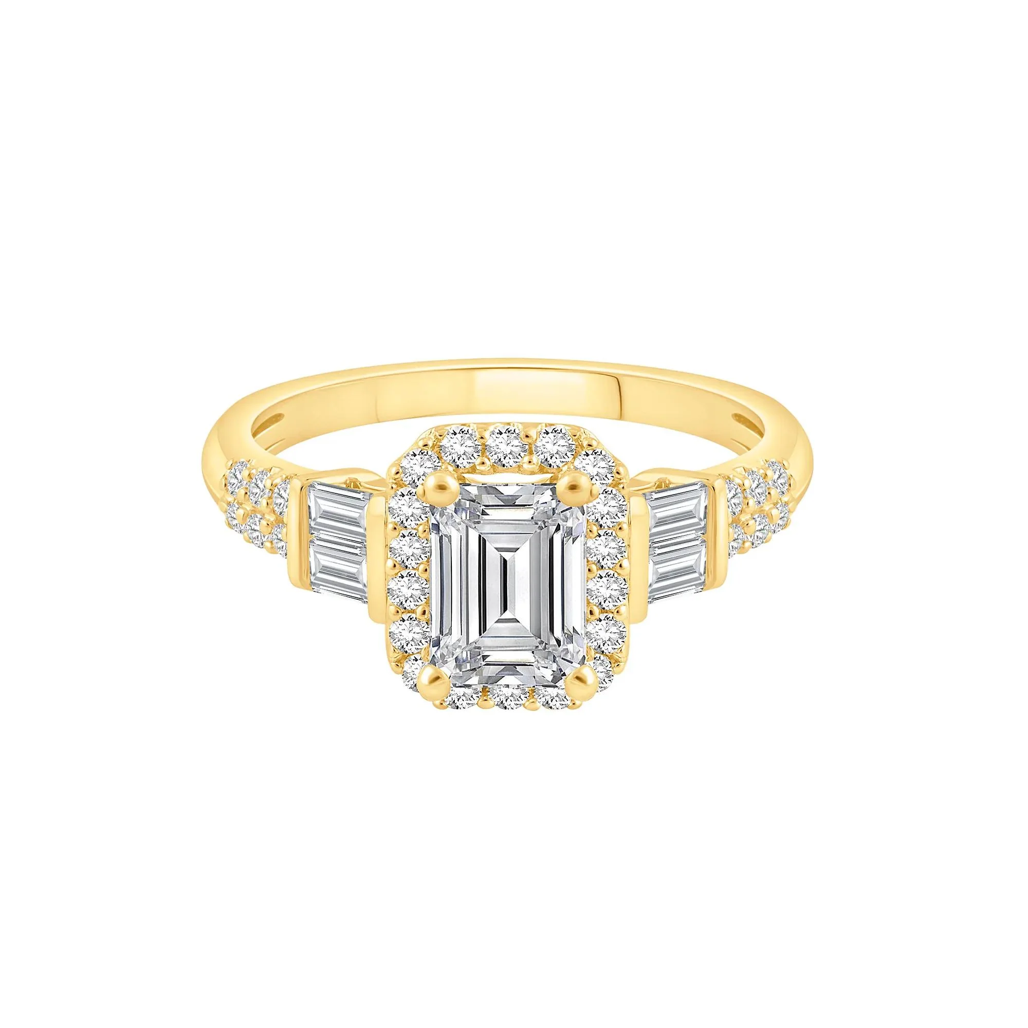 1/2 CT. Tw. Lab Grown Diamond Emerald Engagement Ring 10K Yellow Gold Size 8.5 - Image 4