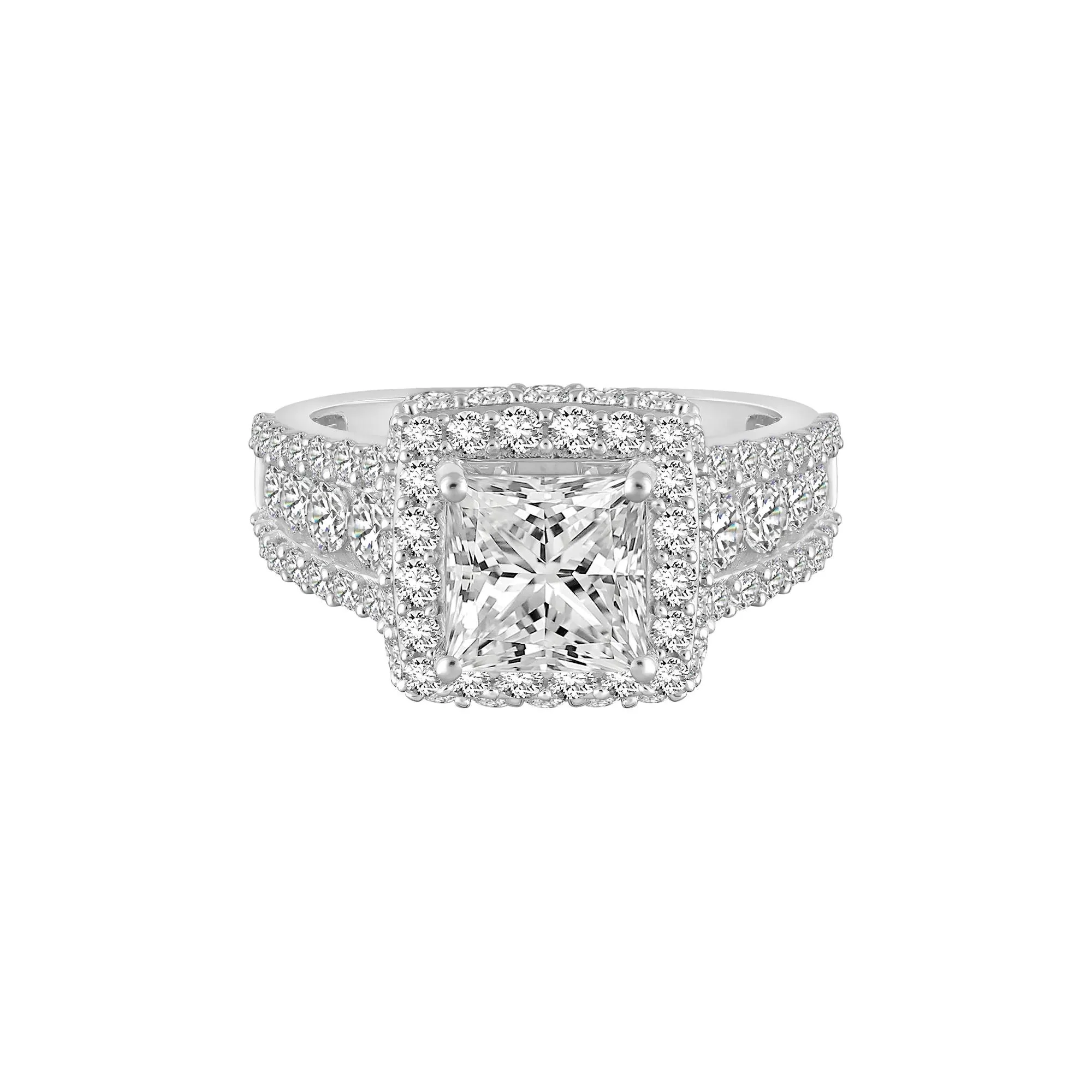 4 CT. Tw. Lab Grown Diamond Engagement Ring 10K White Gold Size 8.5