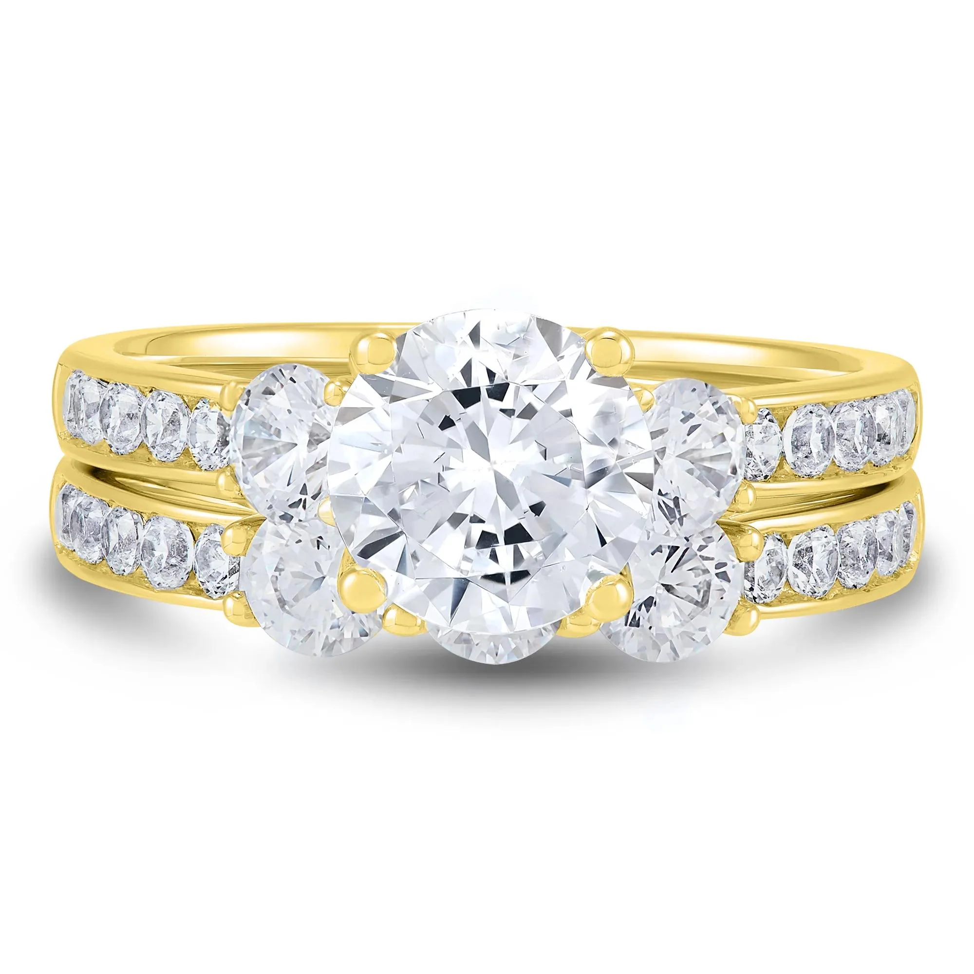 3 CT. Tw. Lab Grown Diamond Bridal Set 14K Yellow Gold Ring Size 8.5 1mm