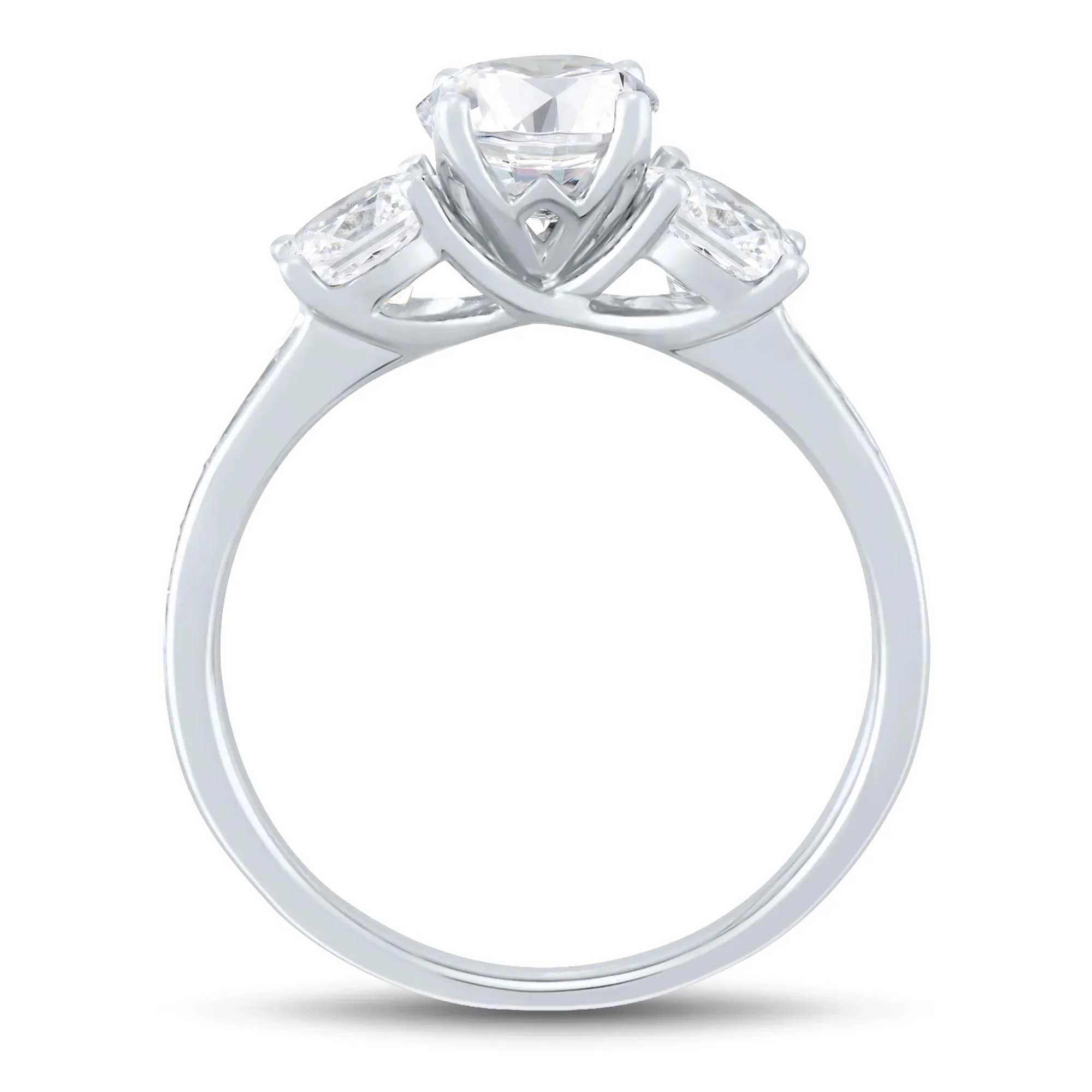 1/4 CT. Tw. Lab Grown Three-Stone Diamond Engagement Ring 14K White Gold (2-) Round Brilliant Cut Size 7 1mm - Image 2
