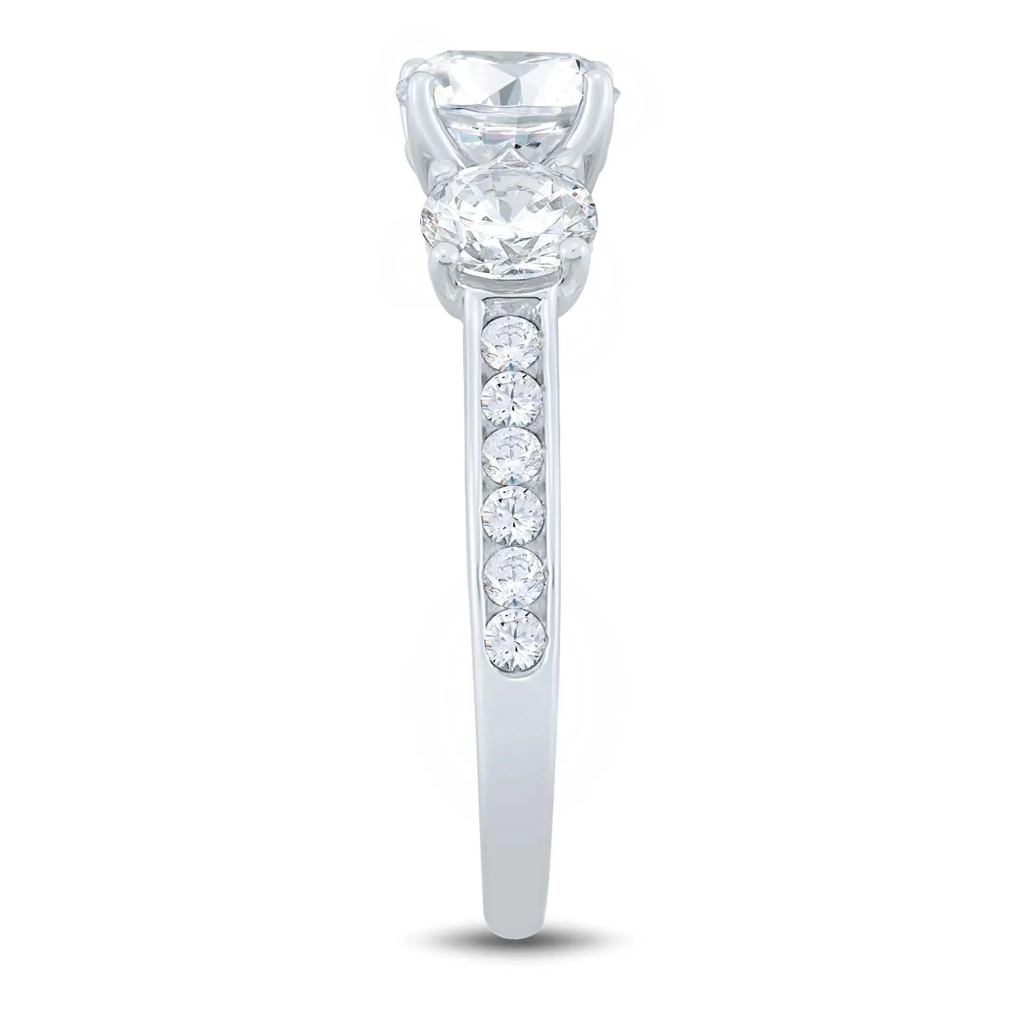 1/4 CT. Tw. Lab Grown Three-Stone Diamond Engagement Ring 14K White Gold (2-) Round Brilliant Cut Size 7 1mm - Image 3