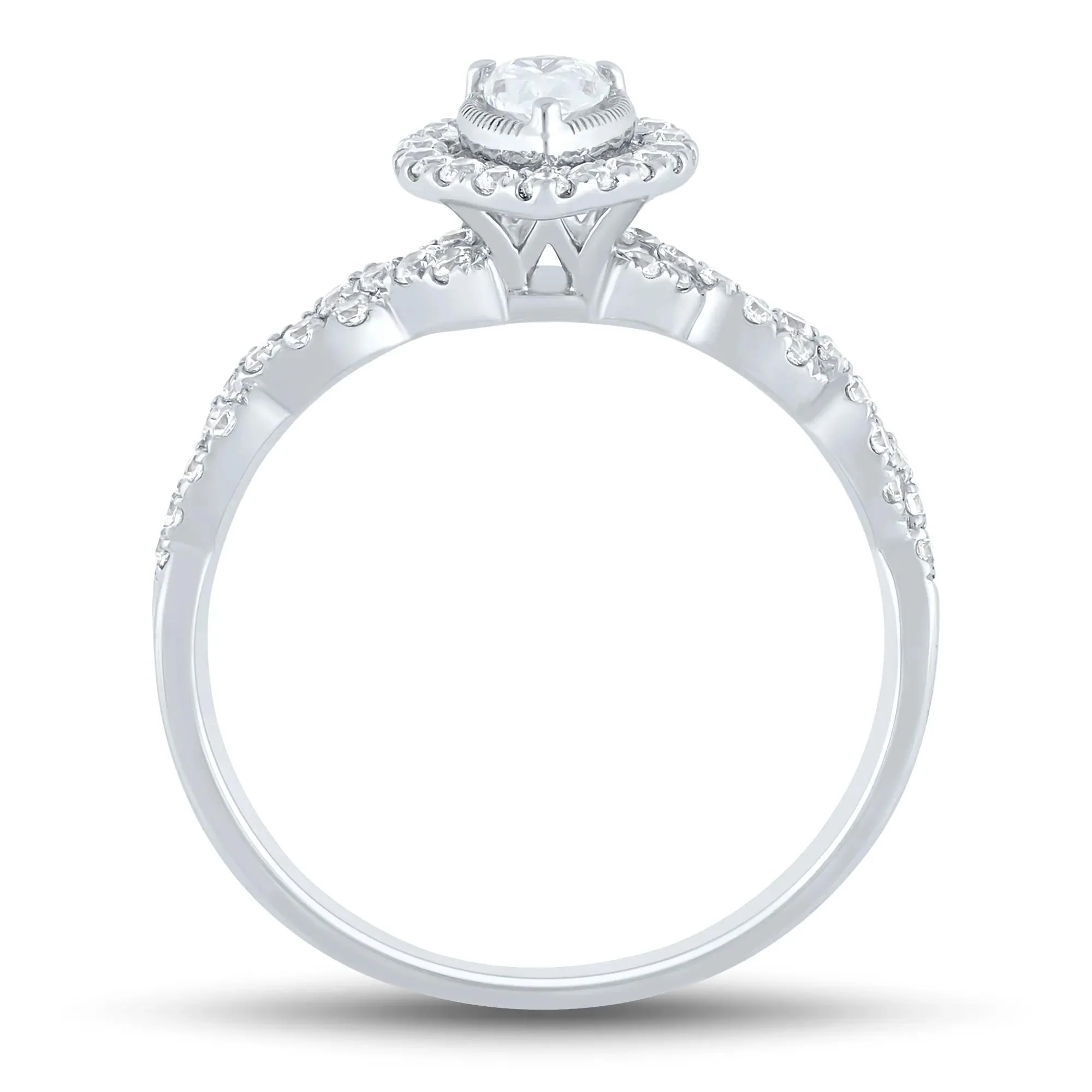 1/2 CT. Tw. Diamond Pear-Shaped Halo Engagement Ring 10K White Gold Round Brilliant Cut Size 8.5 1mm - Image 2