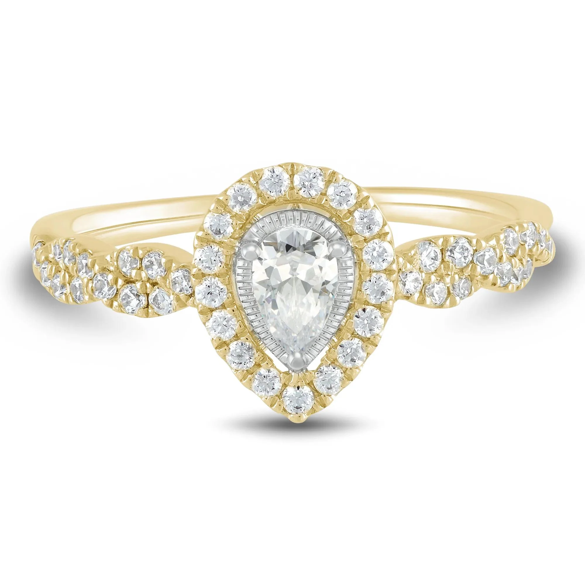 1/2 CT. Tw. Pear-Shaped Diamond Engagement Ring 10K Yellow Gold Round Brilliant Cut Size 6.5 1mm