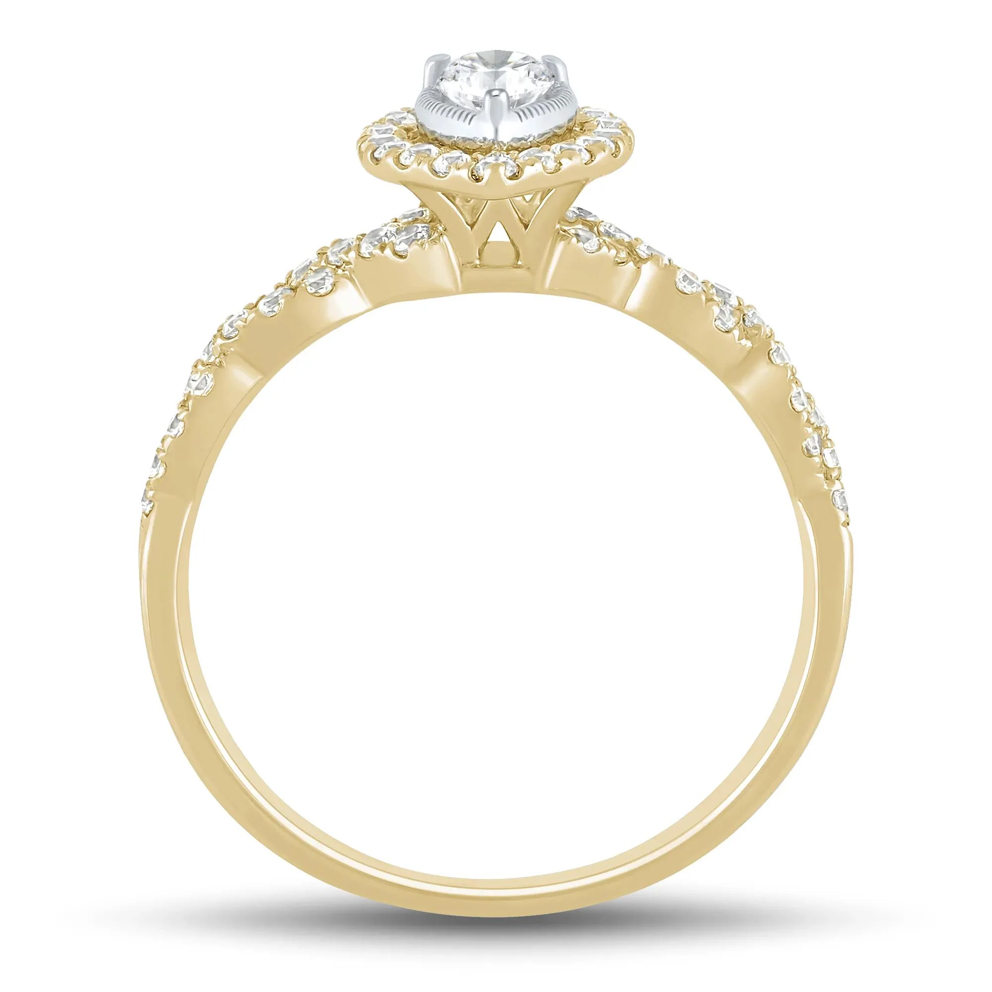 1/2 CT. Tw. Pear-Shaped Diamond Engagement Ring 10K Yellow Gold Round Brilliant Cut Size 7 1mm - Image 2
