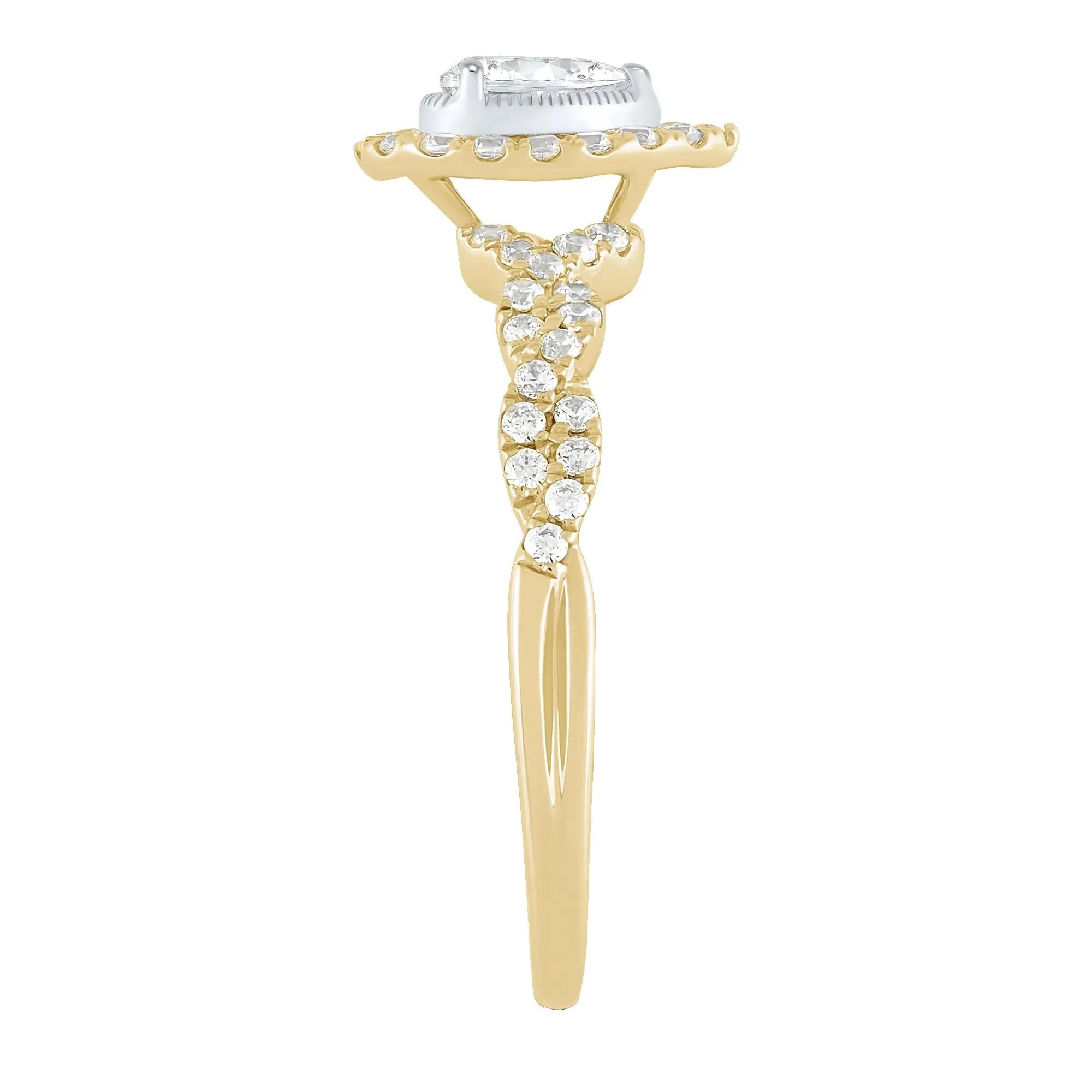 1/2 CT. Tw. Pear-Shaped Diamond Engagement Ring 10K Yellow Gold Round Brilliant Cut Size 8.5 1mm - Image 3