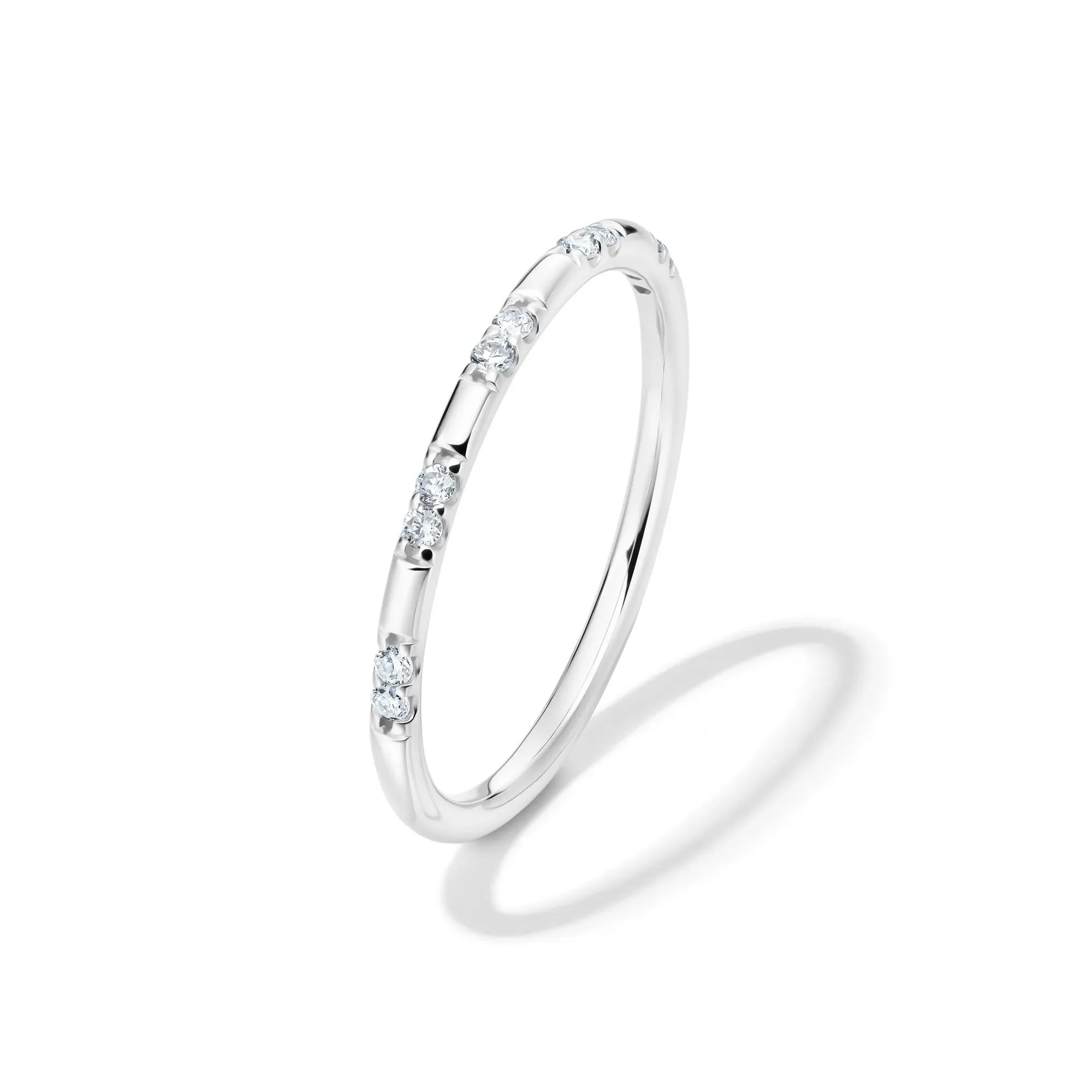 1/10 CT. Tw. Lab Grown Diamond Stack Band Ring 10K White Gold Size 6 1.5mm - Image 4