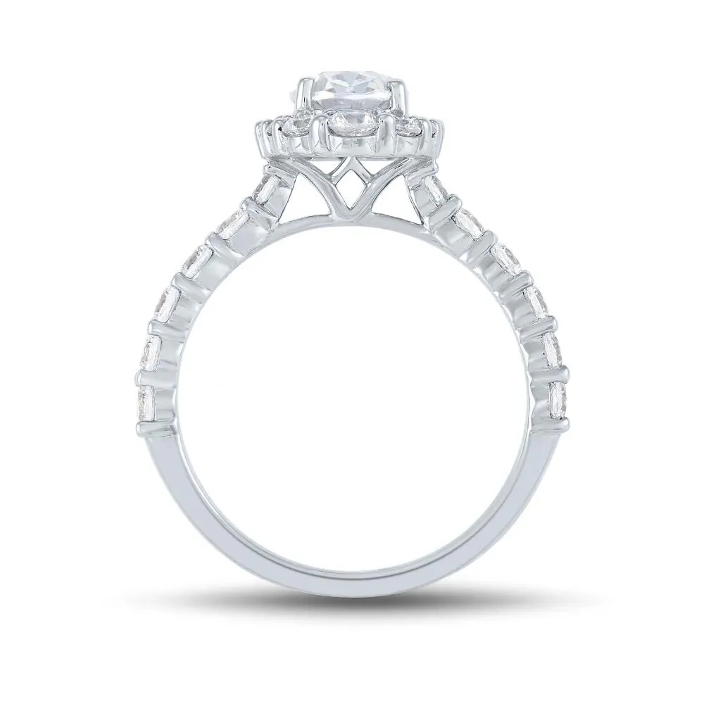 2 1/4 CT. Tw. Lab Grown Diamond Halo Engagement Ring 14K White Gold Round Brilliant Cut Size 8.5 1mm - Image 2