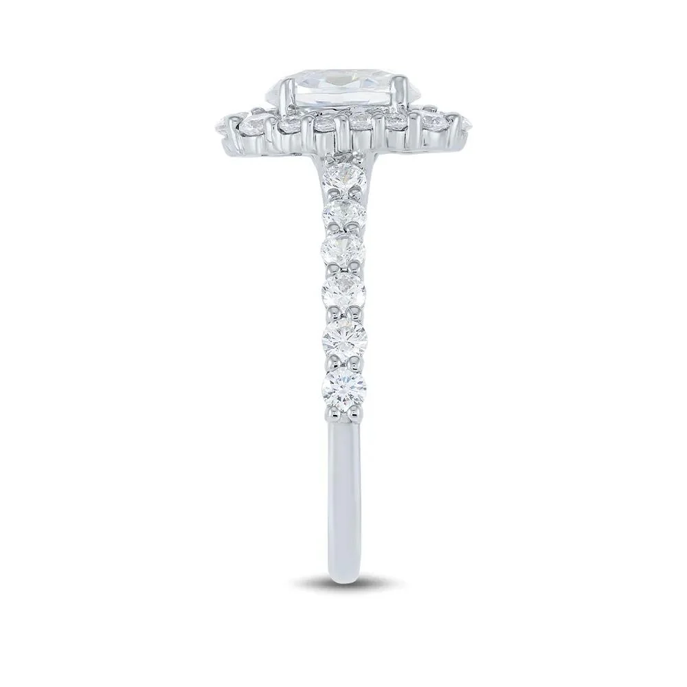 2 1/4 CT. Tw. Lab Grown Diamond Halo Engagement Ring 14K White Gold Round Brilliant Cut Size 9 1mm - Image 3