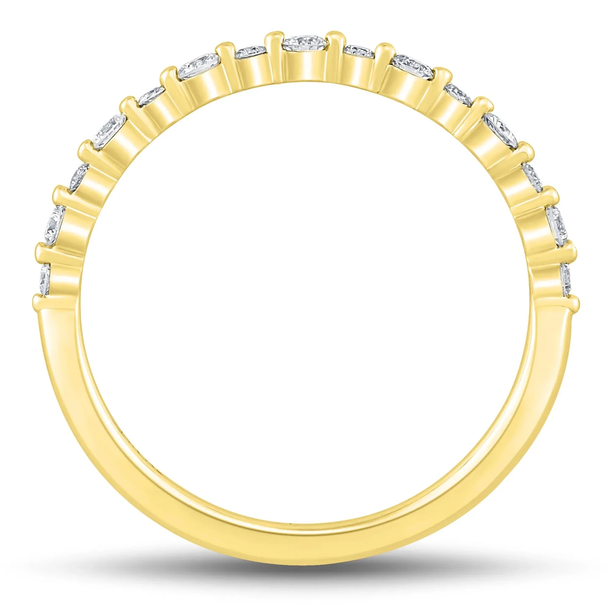 1/4 CT. Tw. Diamond Shared-Prong Band Ring 10K Yellow Gold Round Brilliant Cut Size 8 1mm - Image 2
