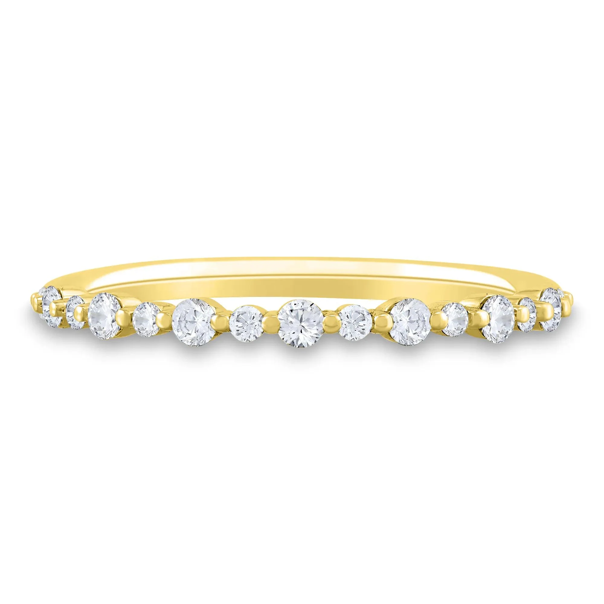 1/4 CT. Tw. Diamond Shared-Prong Band Ring 10K Yellow Gold Round Brilliant Cut Size 8.5 1mm