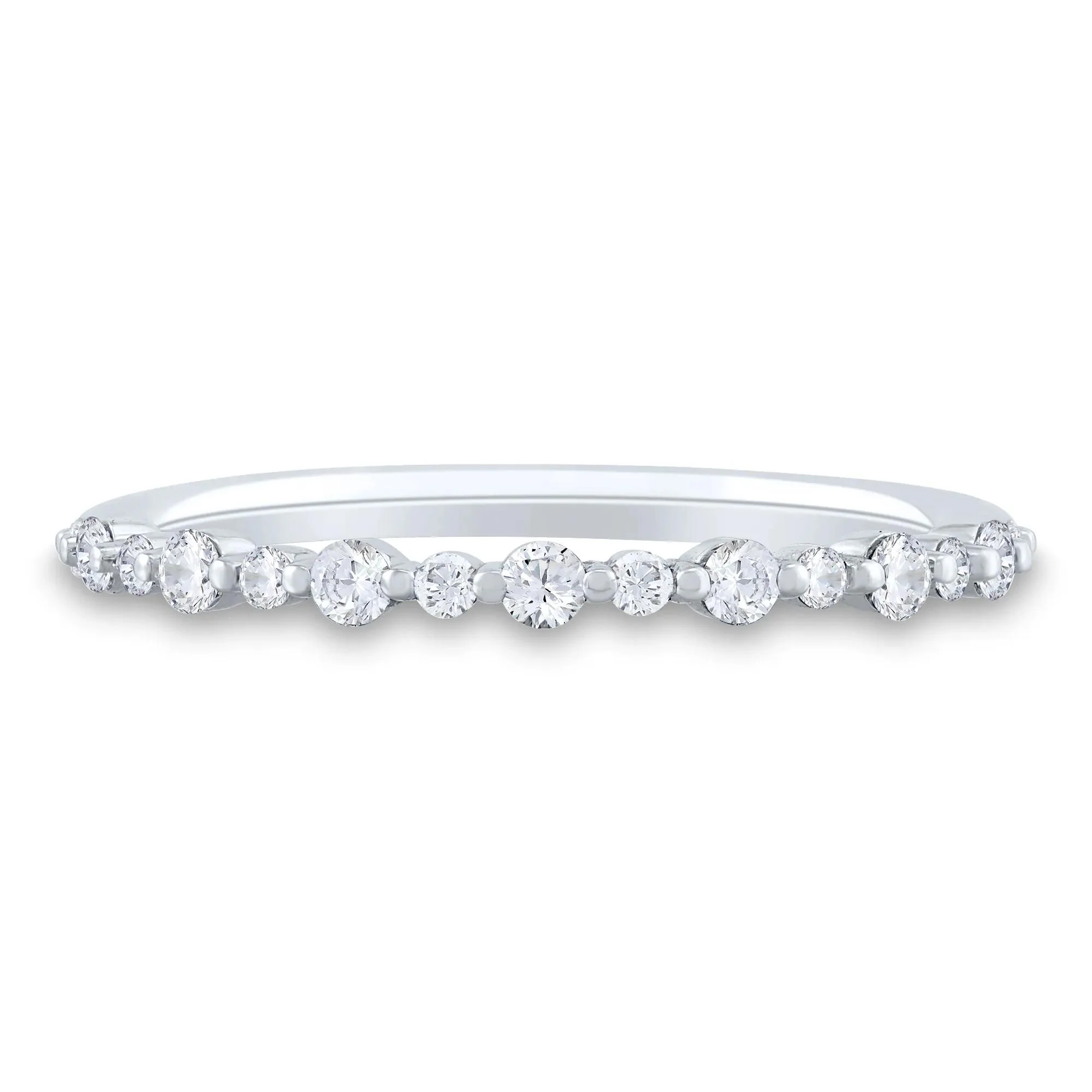1/4 CT. Tw. Diamond Shared-Prong Band Ring 10K White Gold Round Brilliant Cut Size 7 1mm