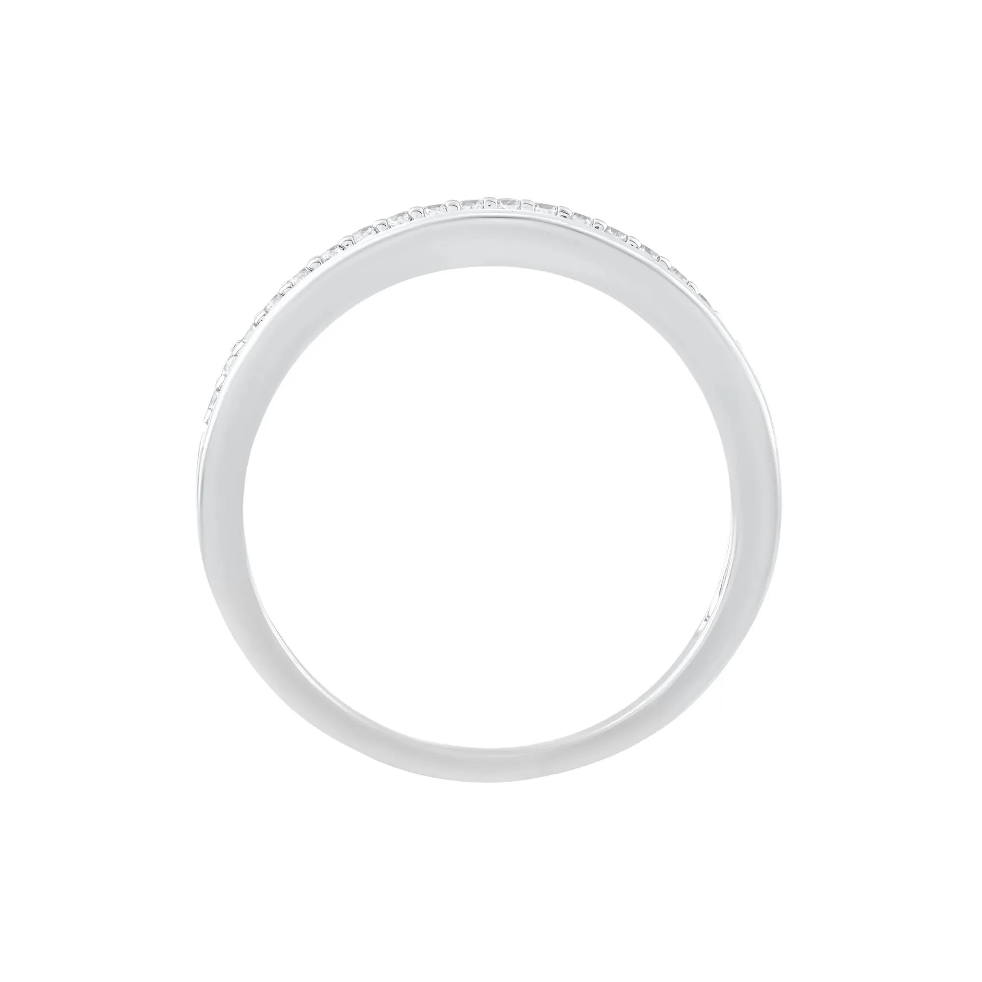 1/8 CT. Tw. Diamond Double-Row Band Ring 10K White Gold Round Brilliant Cut Size 8 - Image 2