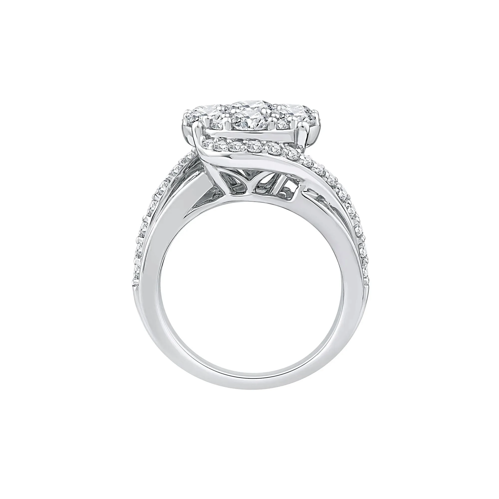 4 CT. Tw. Lab Grown Diamond Multi-Stone Engagement Ring 10K White Gold Size 7 - Image 2