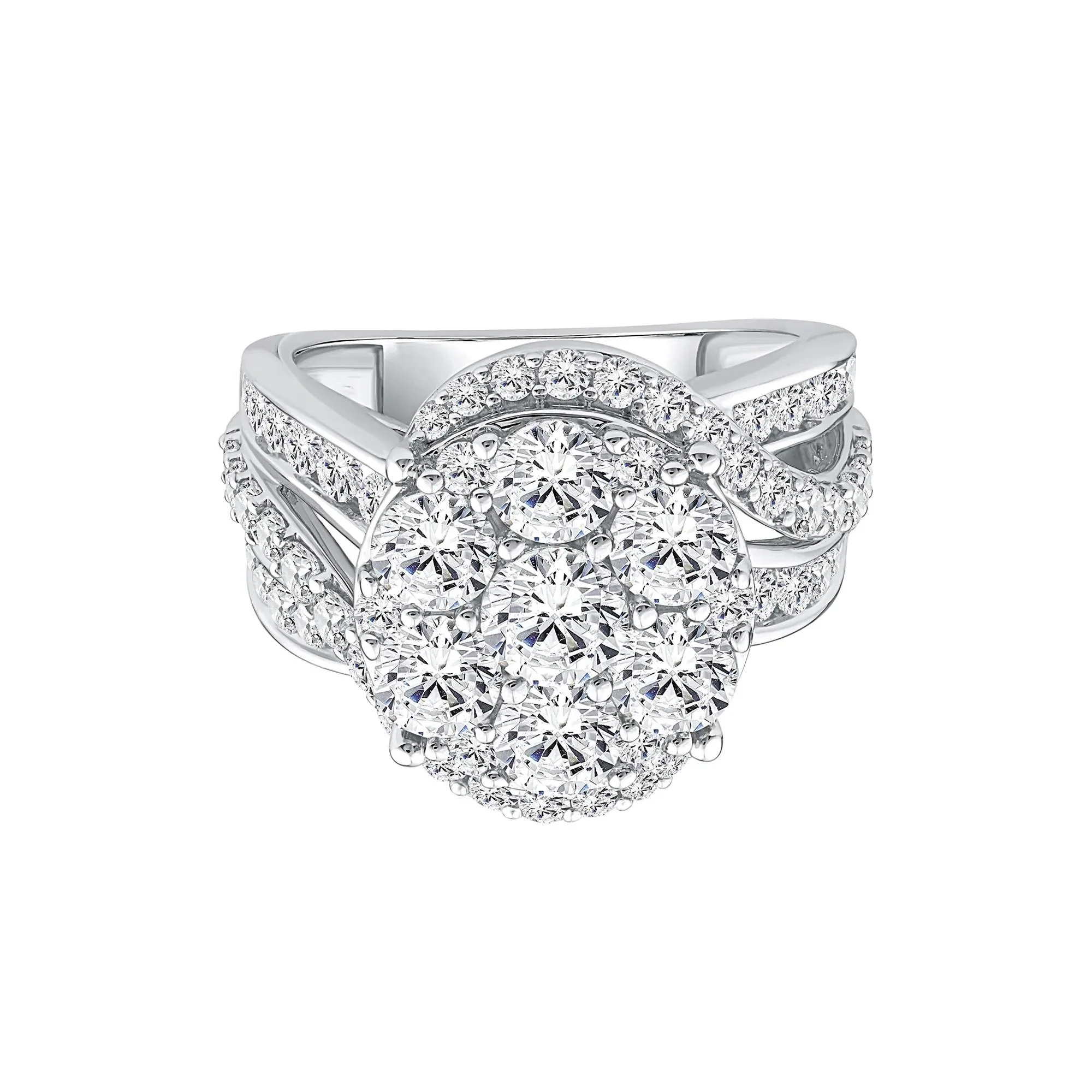4 CT. Tw. Lab Grown Diamond Multi-Stone Engagement Ring 10K White Gold Size 9