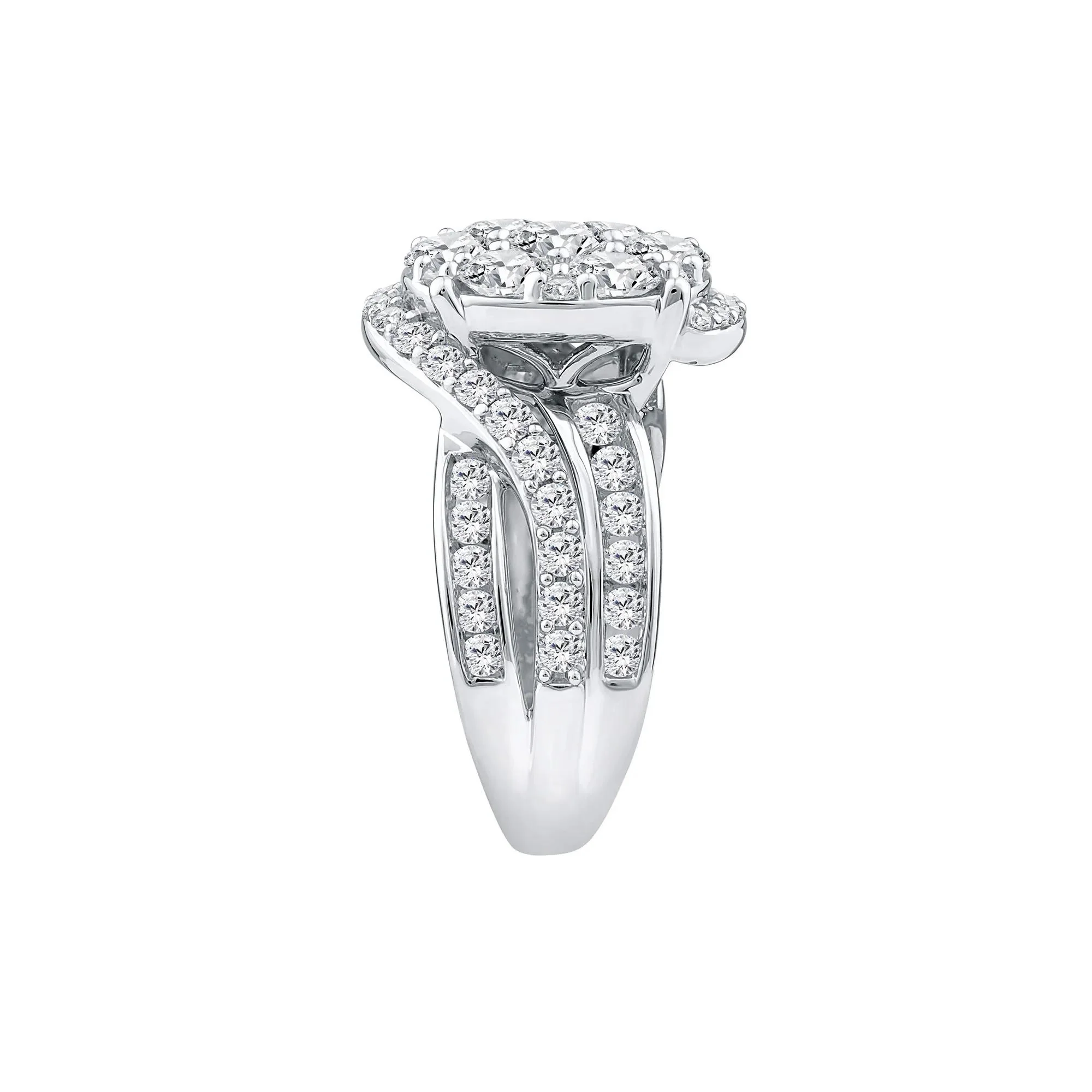 4 CT. Tw. Lab Grown Diamond Multi-Stone Engagement Ring 10K White Gold Size 9 - Image 3