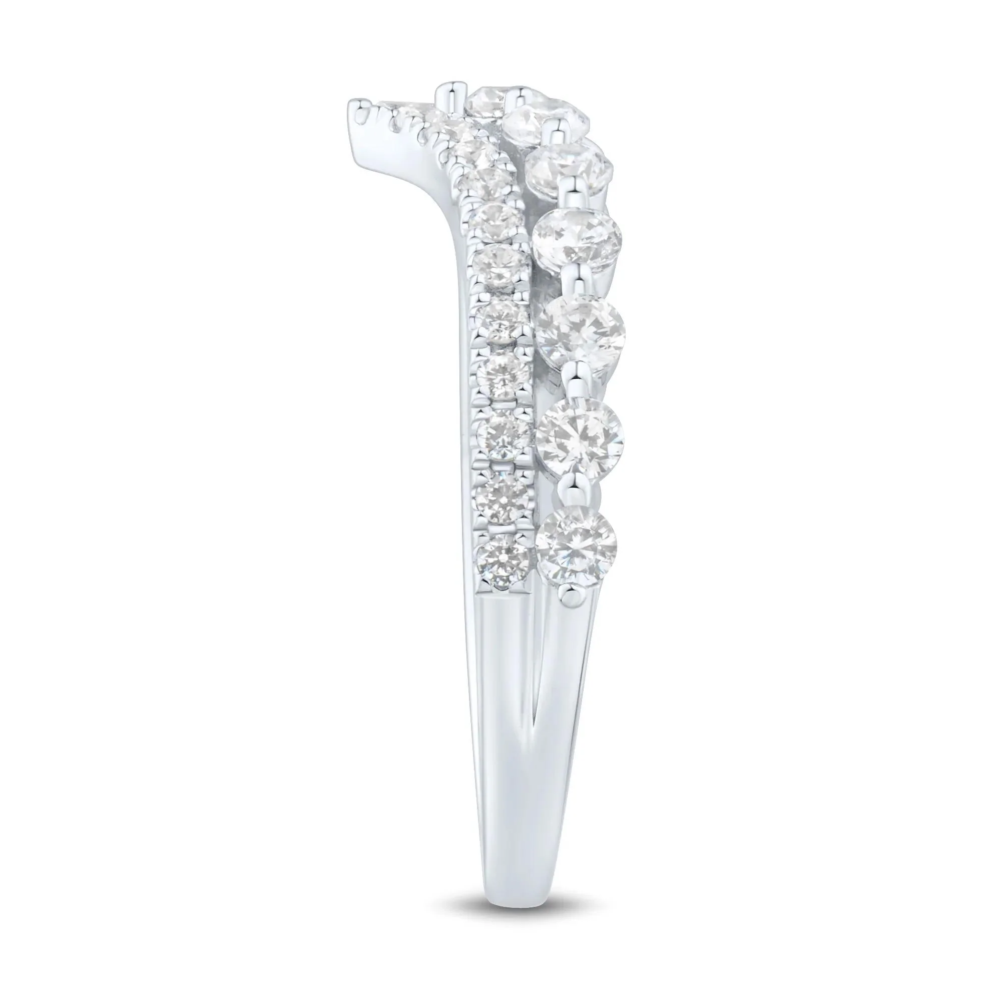 3/4 CT. Tw. Lab Grown Diamond Chevron Band Ring 14K White Gold Round Brilliant Cut Size 6.5 1mm - Image 3