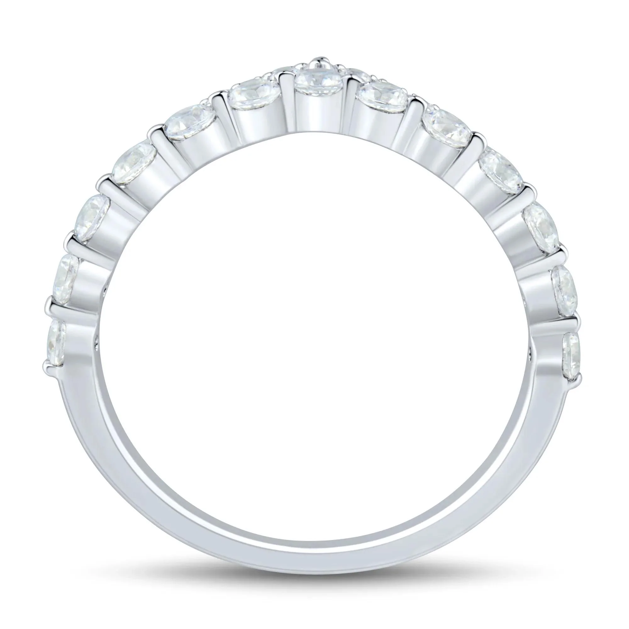 3/4 CT. Tw. Lab Grown Diamond Chevron Band Ring 14K White Gold Round Brilliant Cut Size 9.5 1mm - Image 2