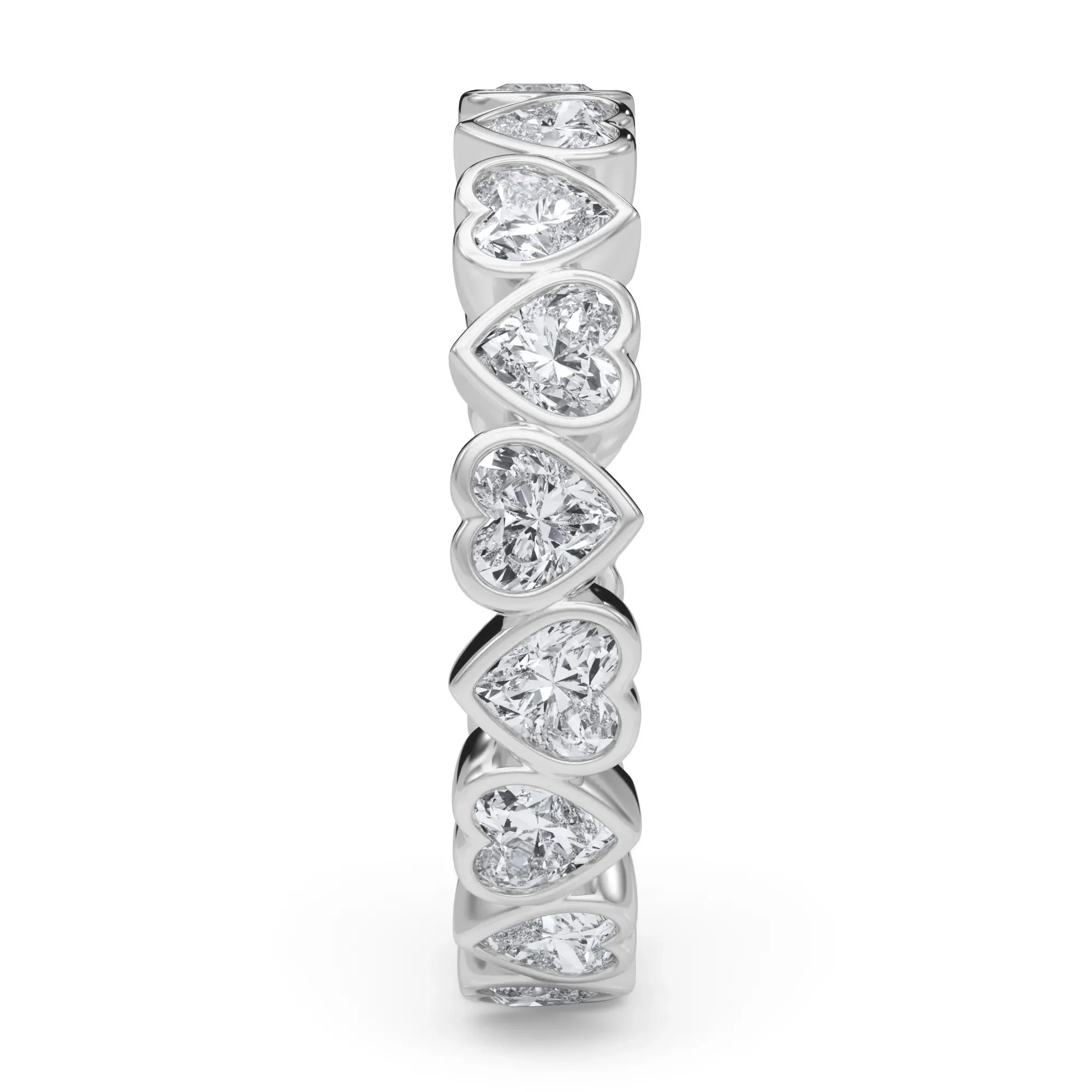 2 CT. Tw. Lab Grown Diamond Heart Bezel Eternity Band Ring 14K White Gold Size 7.5 2.5mm - Image 3
