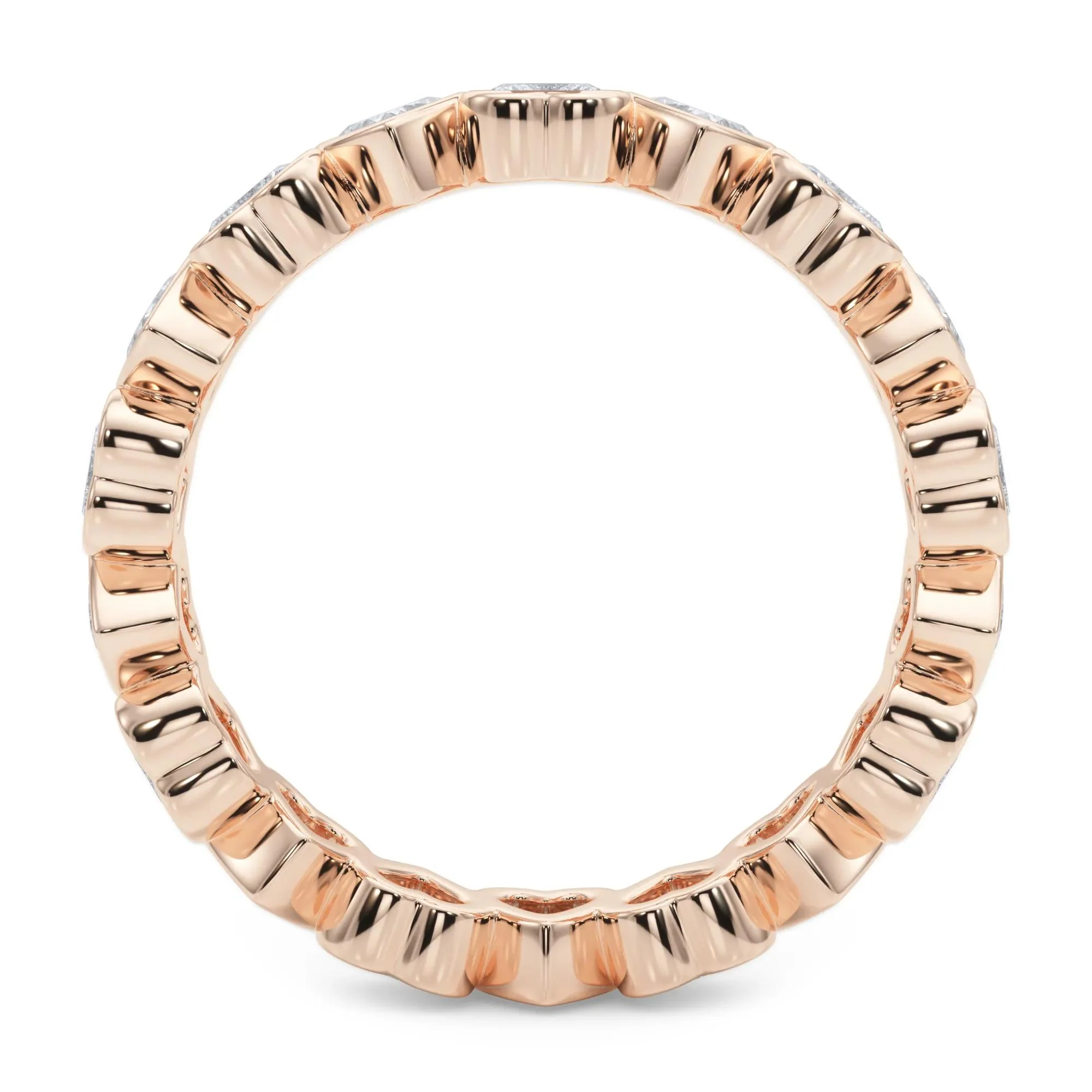2 CT. Tw. Lab Grown Diamond Heart Bezel Eternity Band Ring 14K Rose Gold Size 7 2.5mm - Image 2