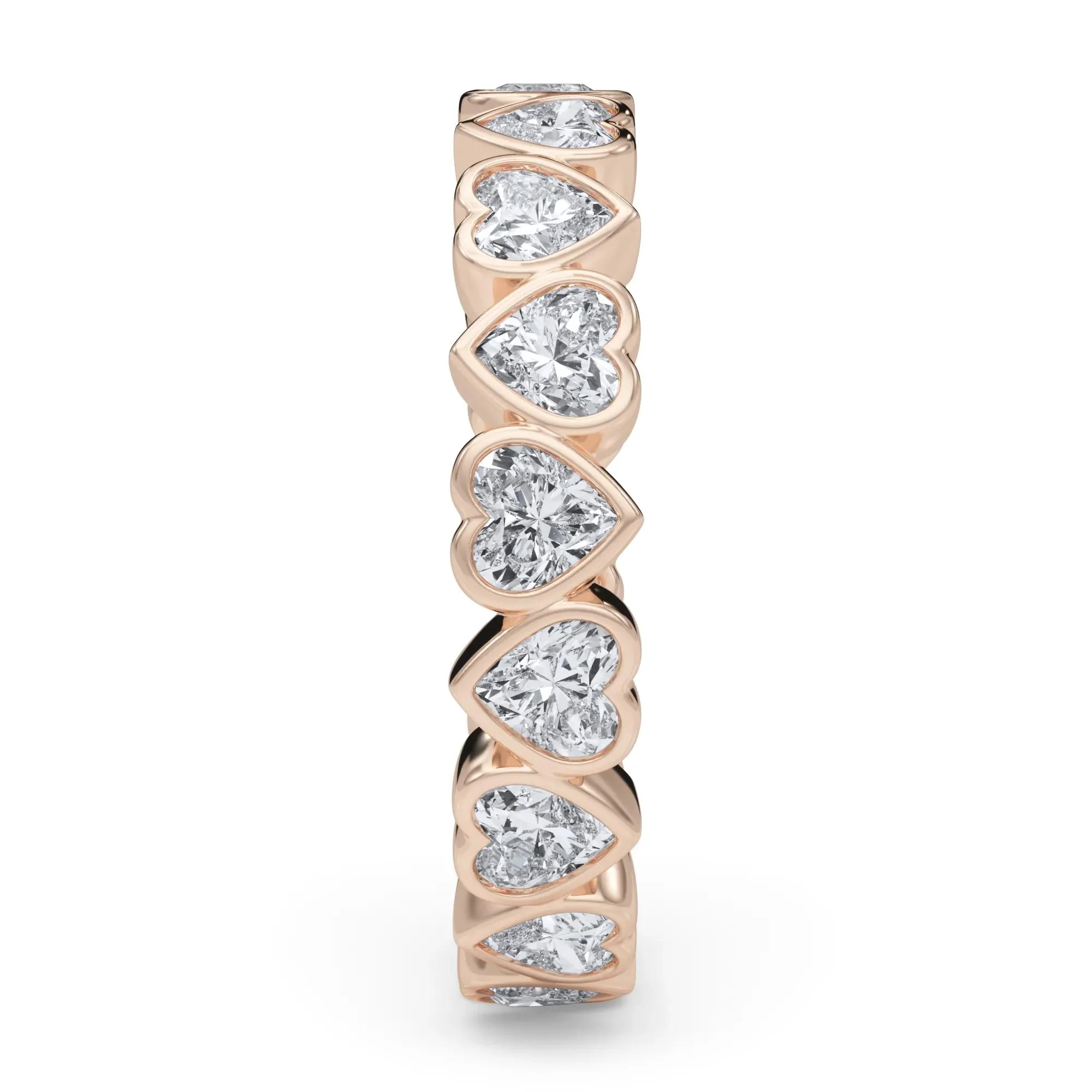 2 CT. Tw. Lab Grown Diamond Heart Bezel Eternity Band Ring 14K Rose Gold Size 8.5 2.5mm - Image 3