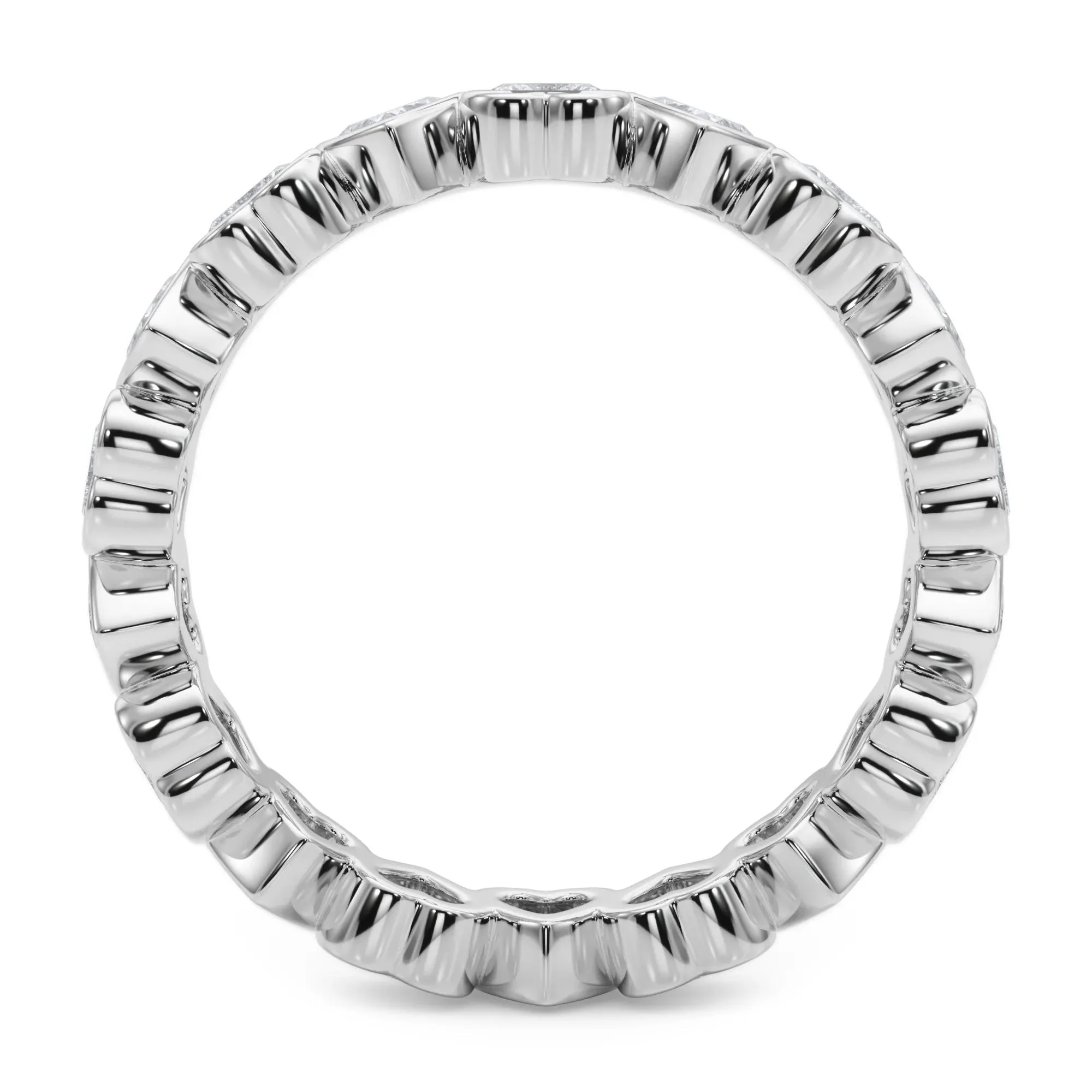 2 CT. Tw. Lab Grown Diamond Heart Bezel Eternity Band Ring Platinum White Size 4 2.5mm - Image 2