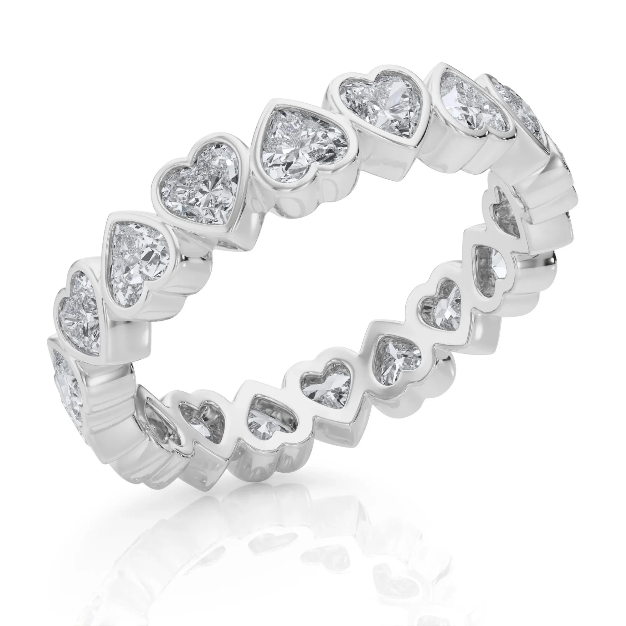 2 CT. Tw. Lab Grown Diamond Heart Bezel Eternity Band Ring Platinum White Size 7 2.5mm - Image 5