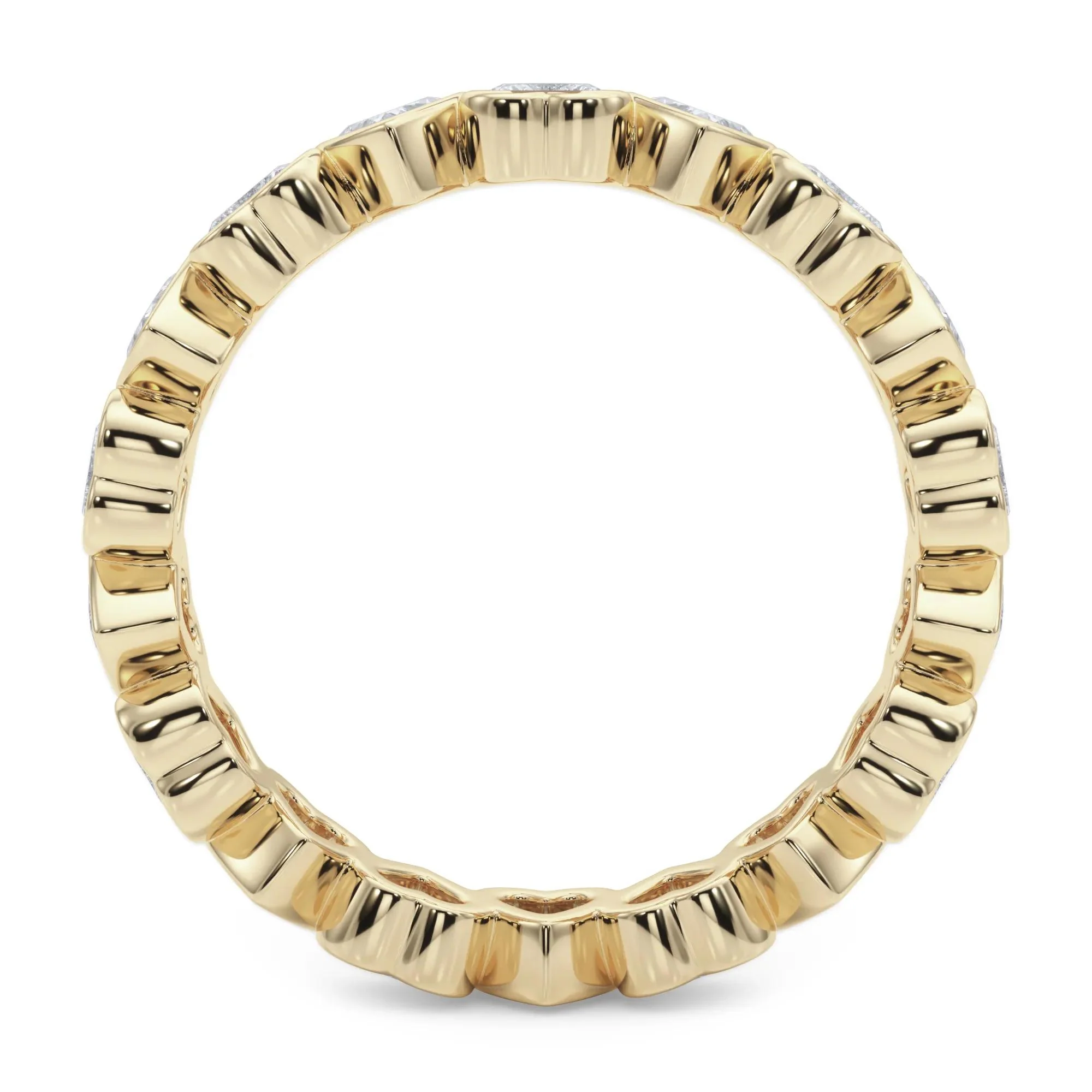 2 CT. Tw. Lab Grown Diamond Heart Bezel Eternity Band Ring 14K Yellow Gold Size 5 2.5mm - Image 2