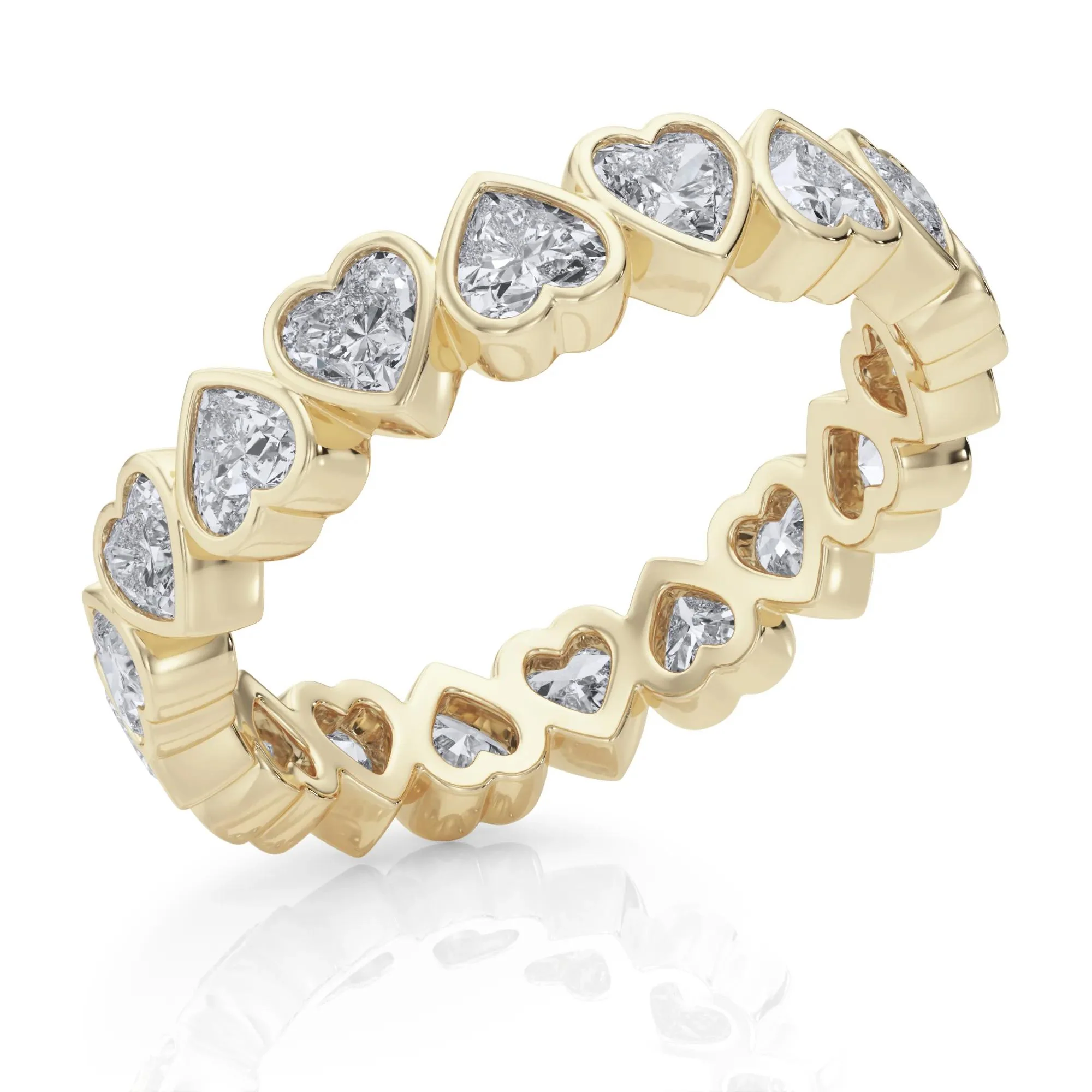2 CT. Tw. Lab Grown Diamond Heart Bezel Eternity Band Ring 14K Yellow Gold Size 5.5 2.5mm - Image 5