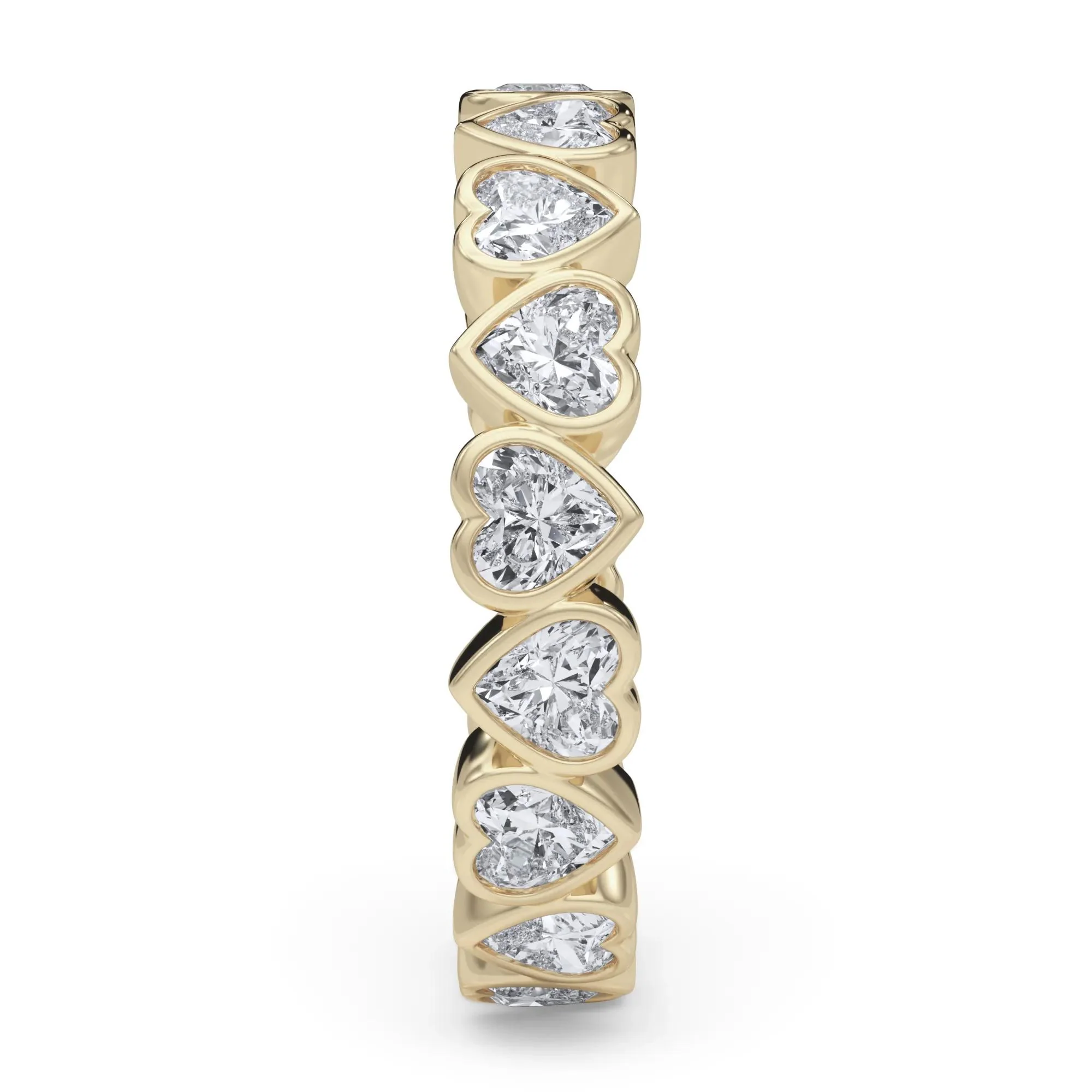 2 CT. Tw. Lab Grown Diamond Heart Bezel Eternity Band Ring 14K Yellow Gold Size 7.5 2.5mm - Image 3