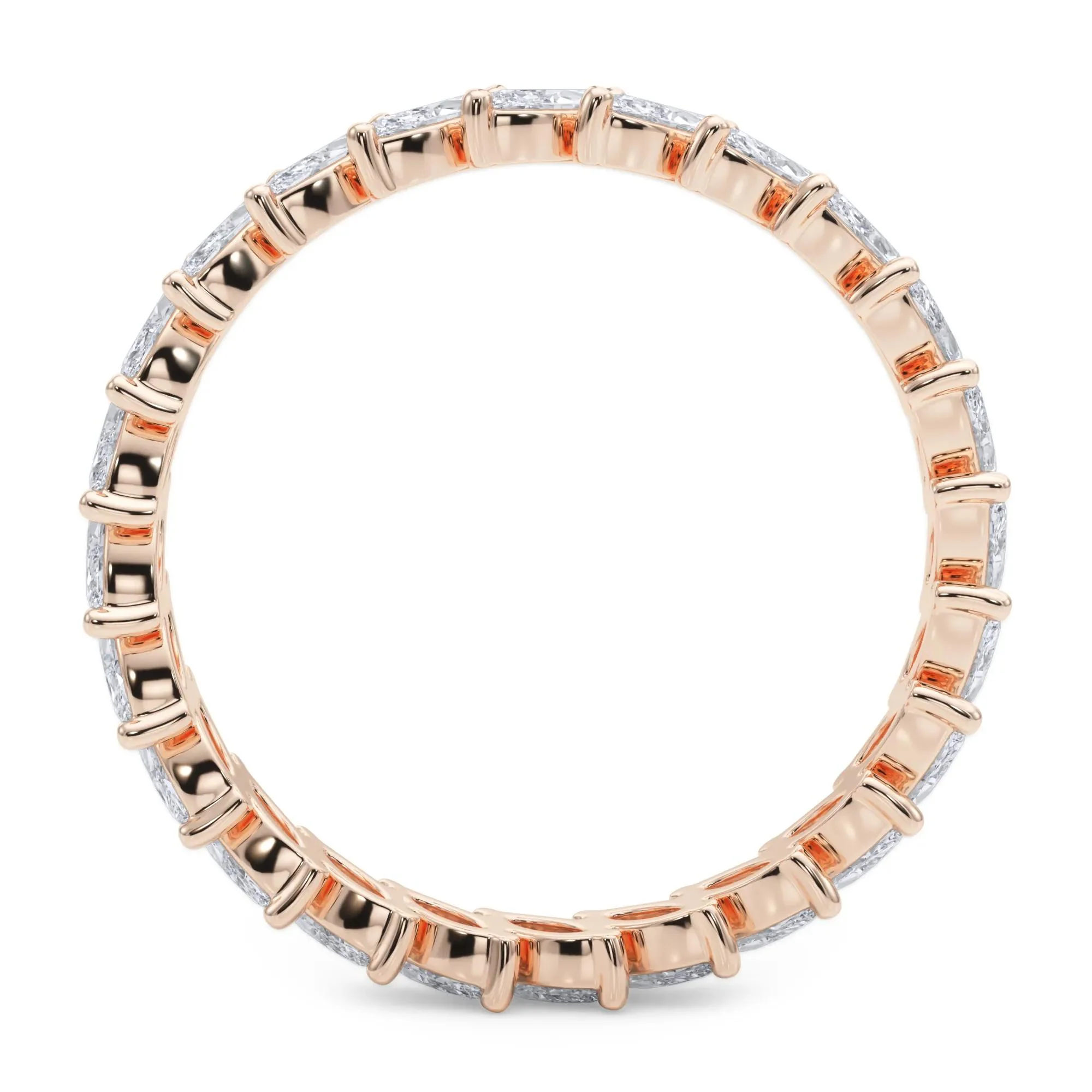 2 CT. Tw. Lab Grown Diamond Marquise Slant Eternity Band Ring 14K Rose Gold Size 6.5 4mm - Image 2